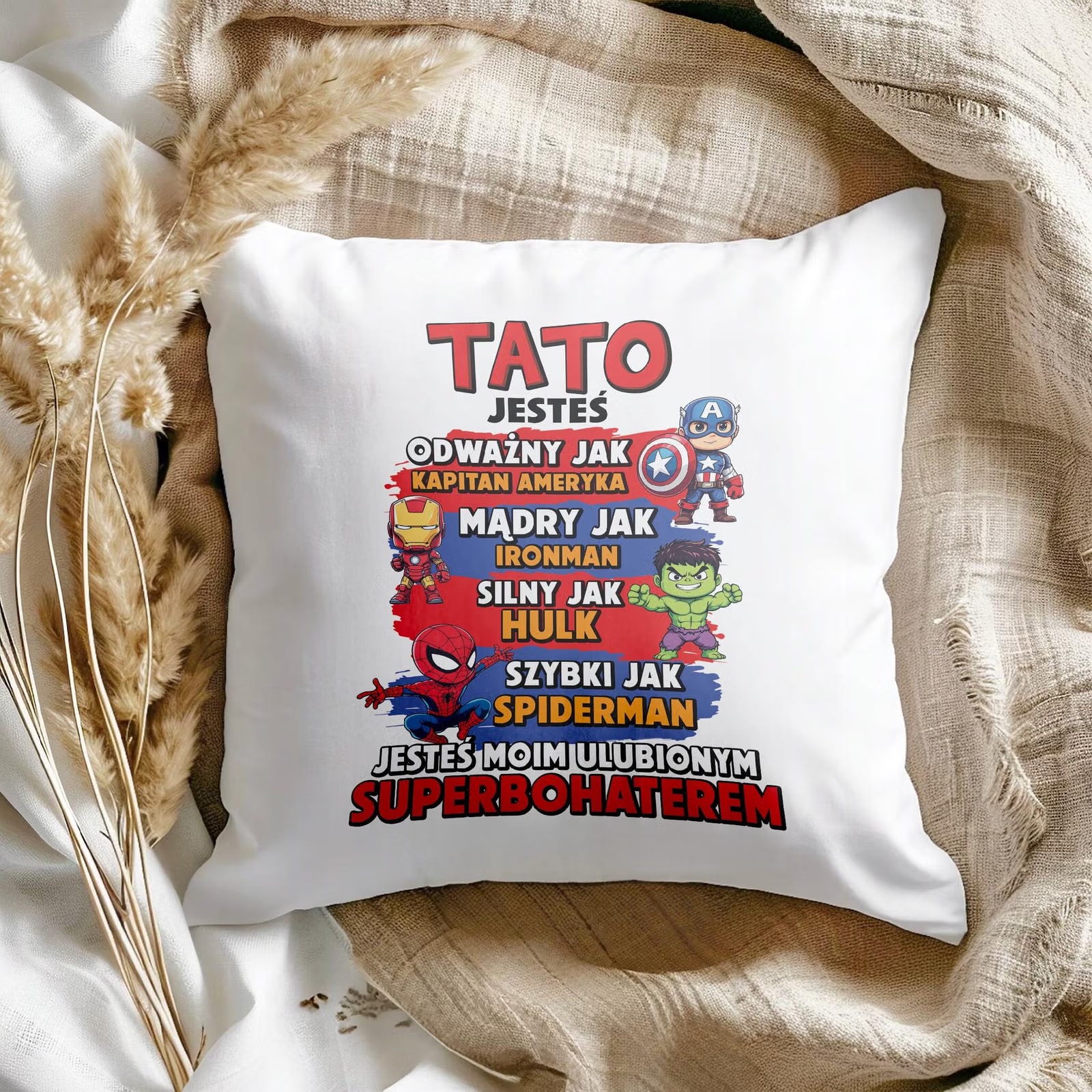 Poduszka 38x38cm Dzień Ojca Dla Taty Tata Bohater Prezent