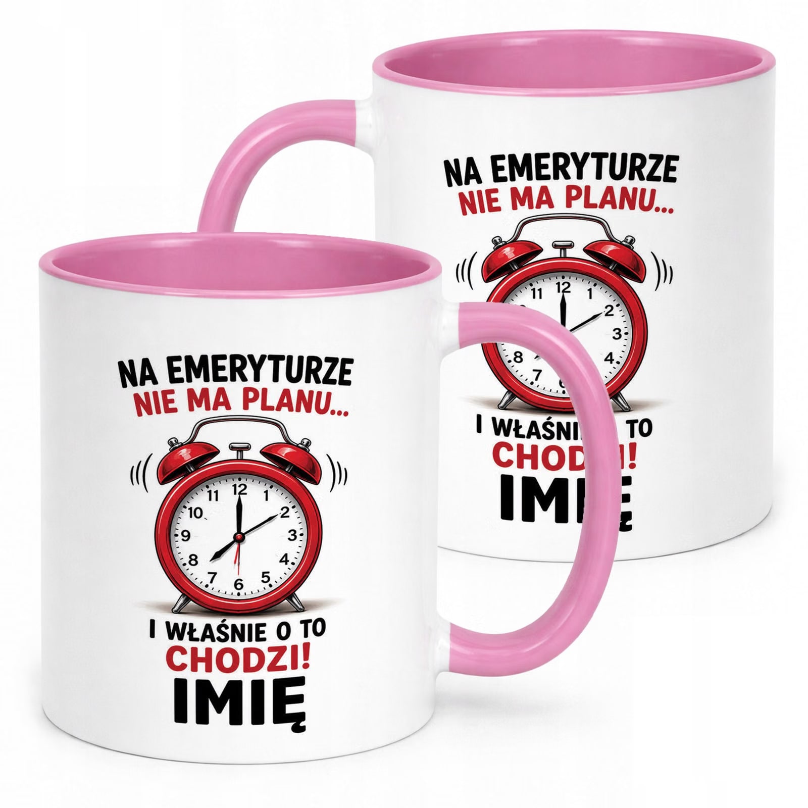 Kubek Różowy Personalizowany z Nadrukiem Emerytura Upominek Prezent
