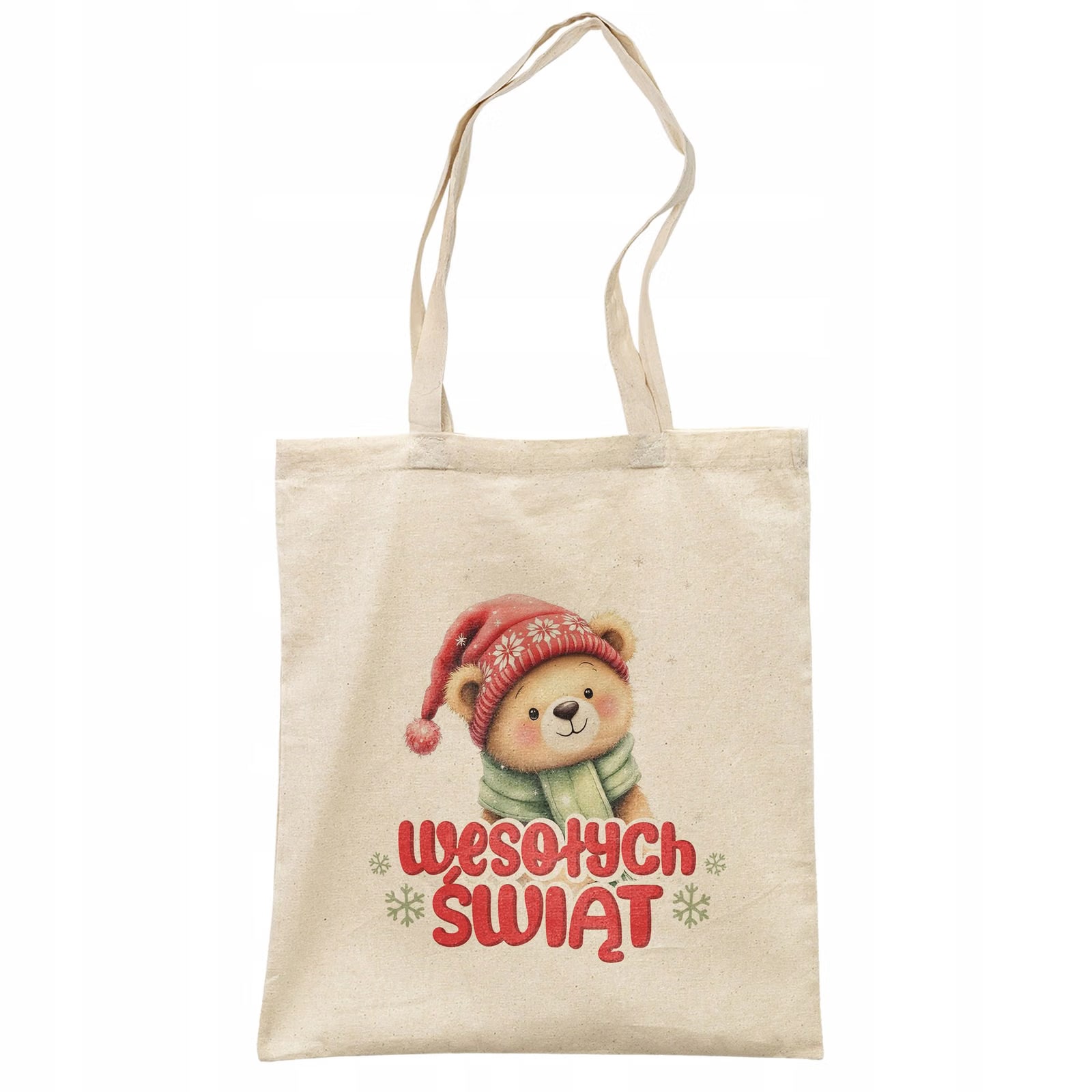Torba shopper bawełniana świąteczna na zakupy z nadrukiem prezent