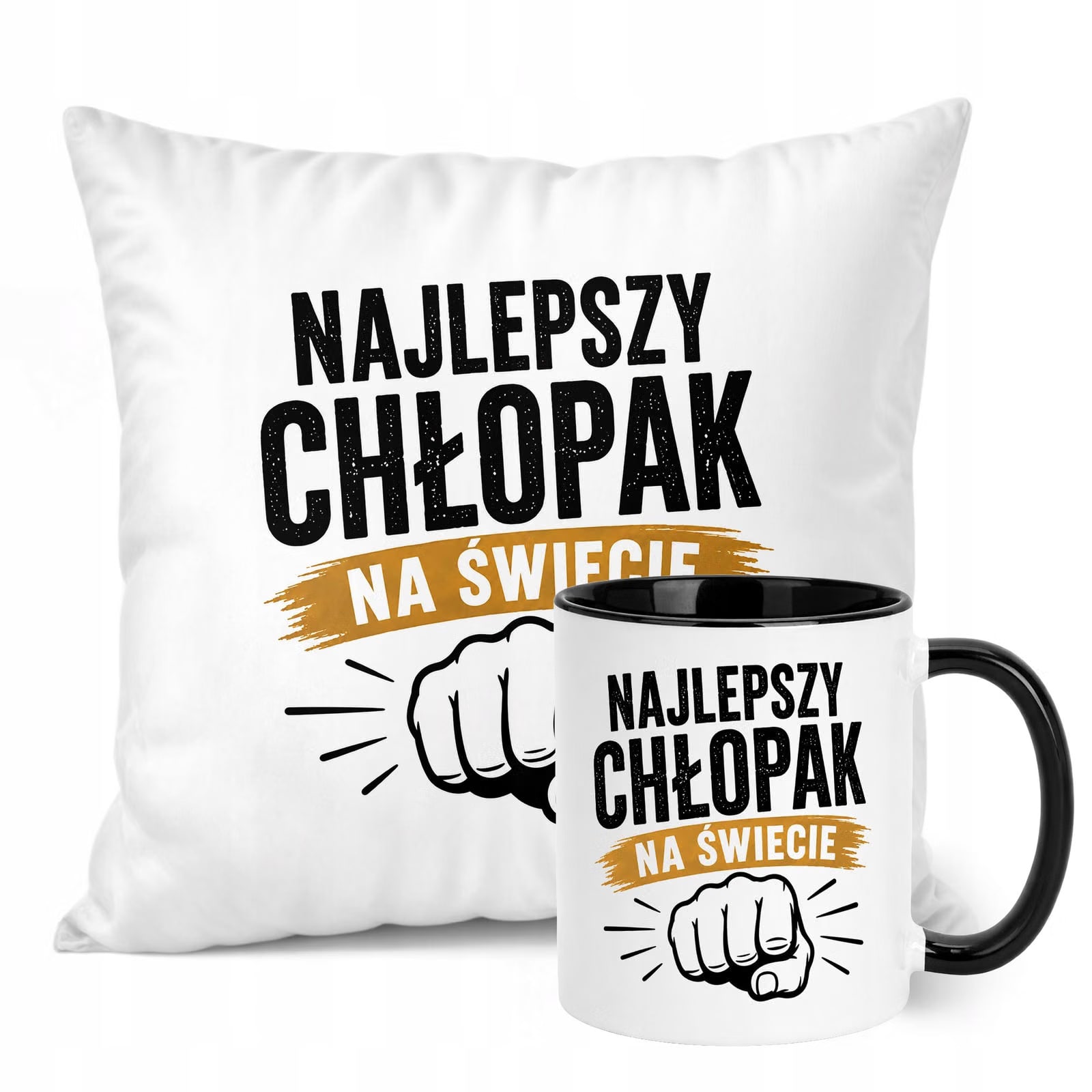 Zestaw Kubek Czarny Poduszka Dzień Chłopaka Z Nadrukiem Prezent Upominek
