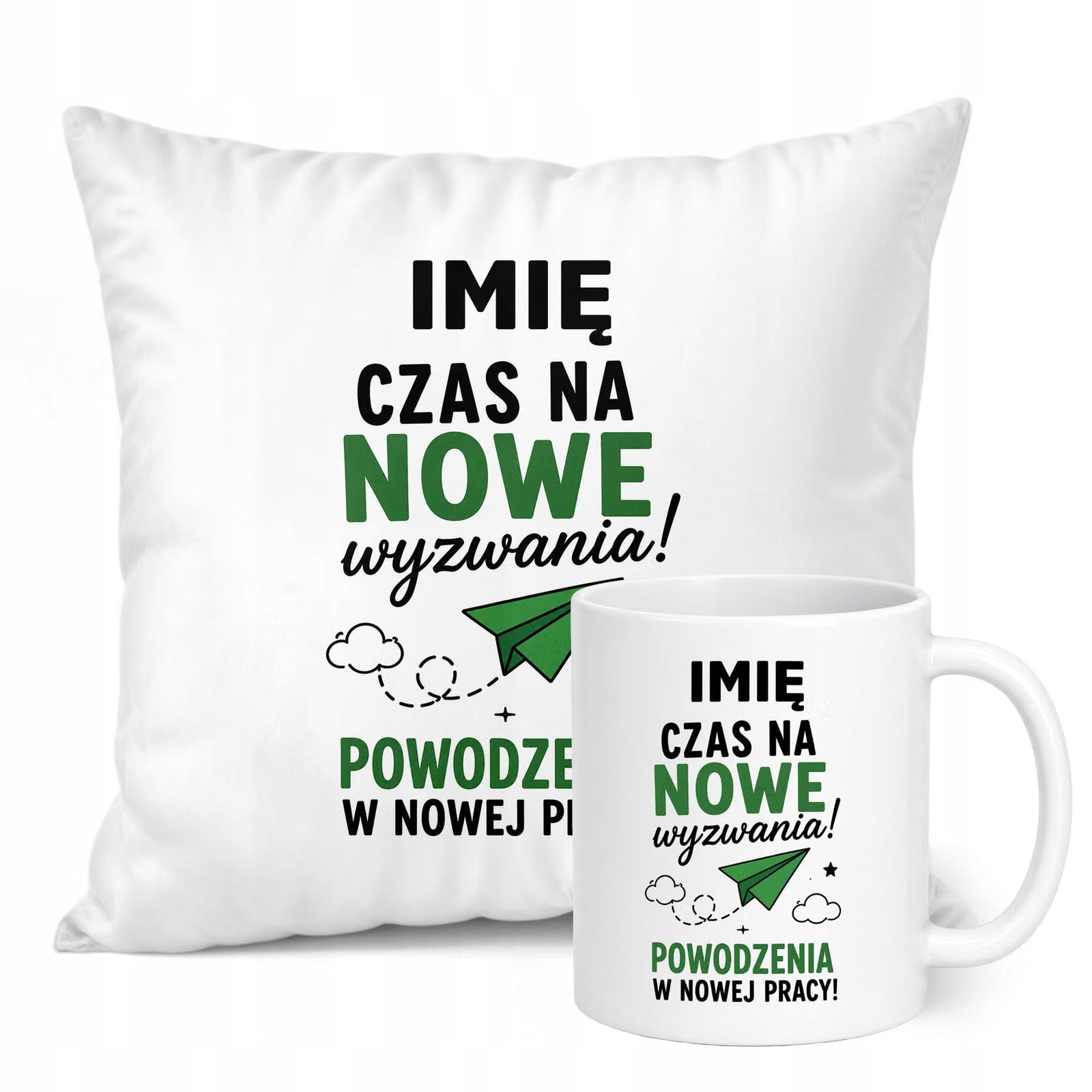 Zestaw Personalizowany Kubek Biały Poduszka Odejście z Pracy Prezent