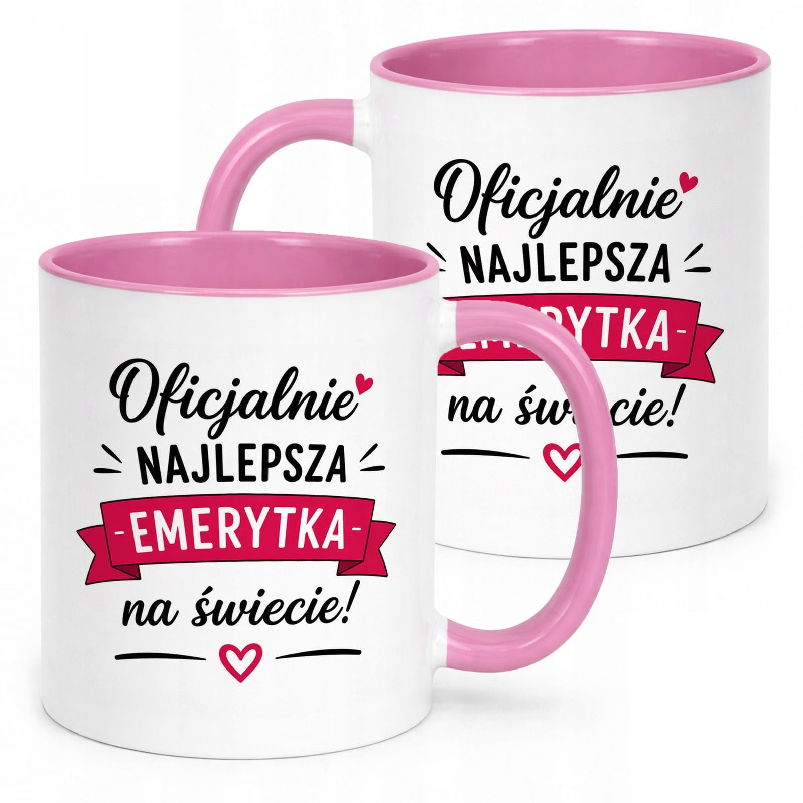 Kubek Różowy z nadrukiem Emerytura Dla Emerytki Upominek Prezent