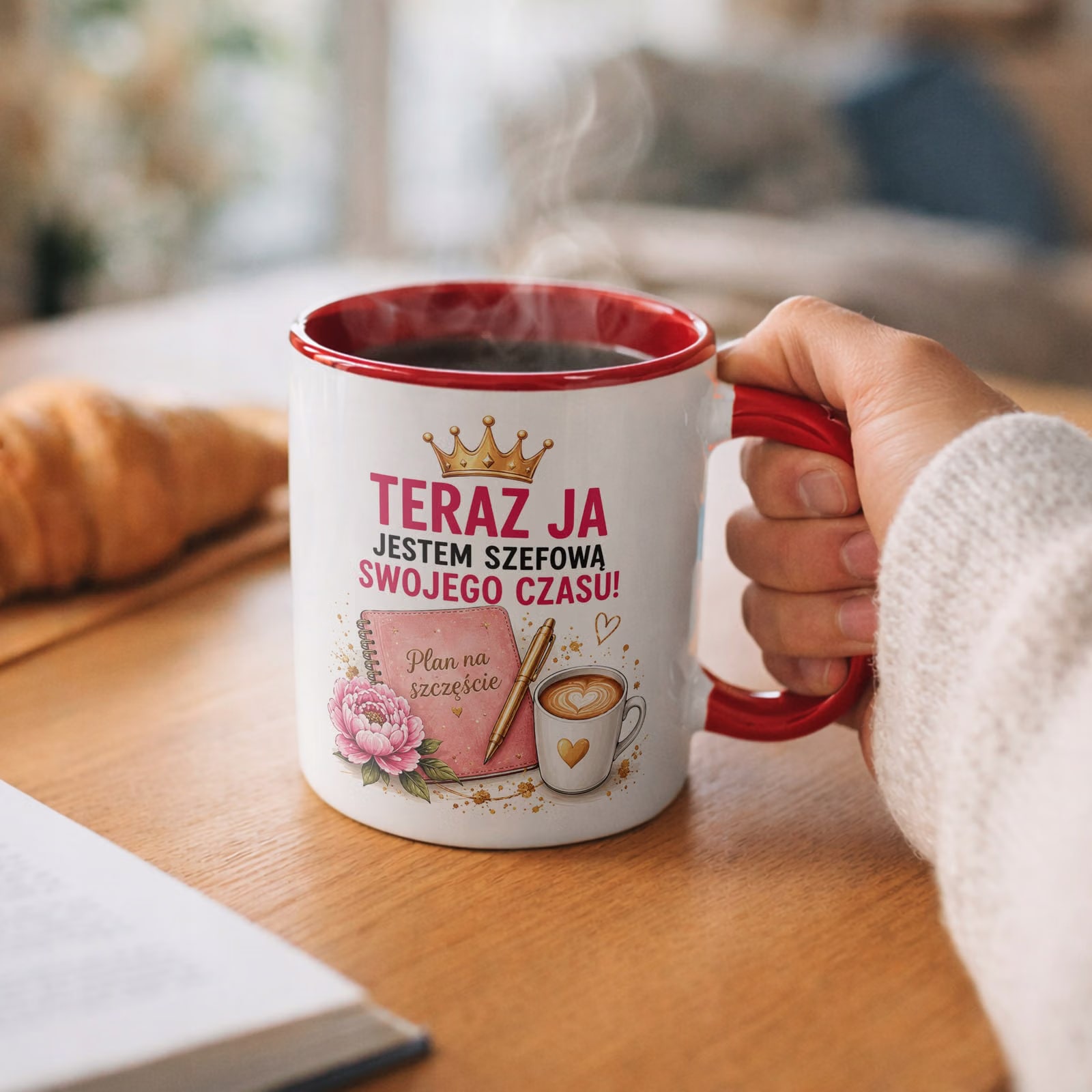 Kubek Czerwony z nadrukiem Emerytura Dla Emerytki Upominek Prezent
