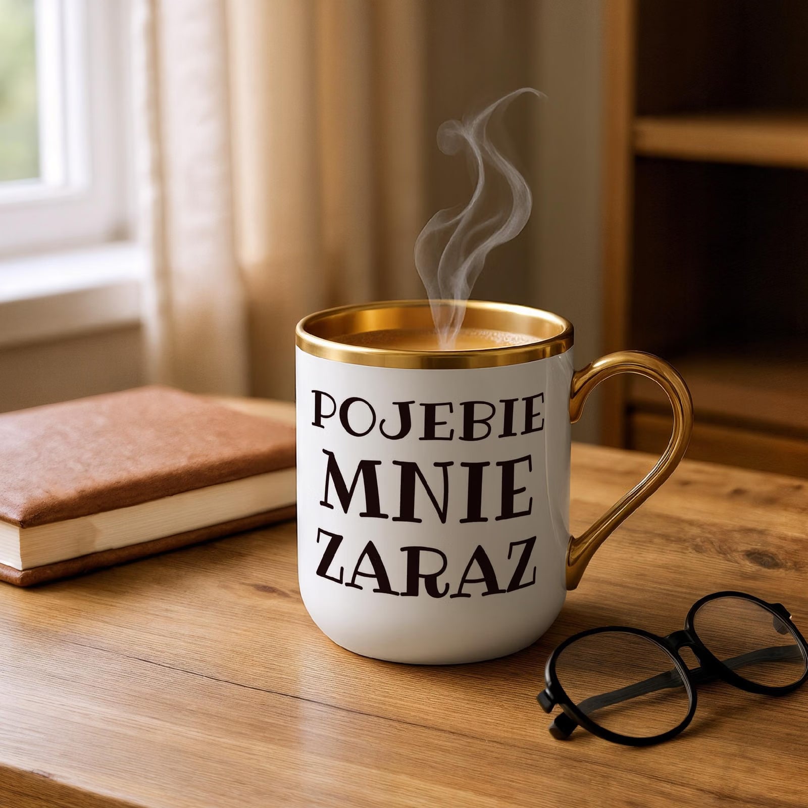 Kubek Premium Złoty P**ebie Mnie Zaraz Śmieszny Zabawny Prezent