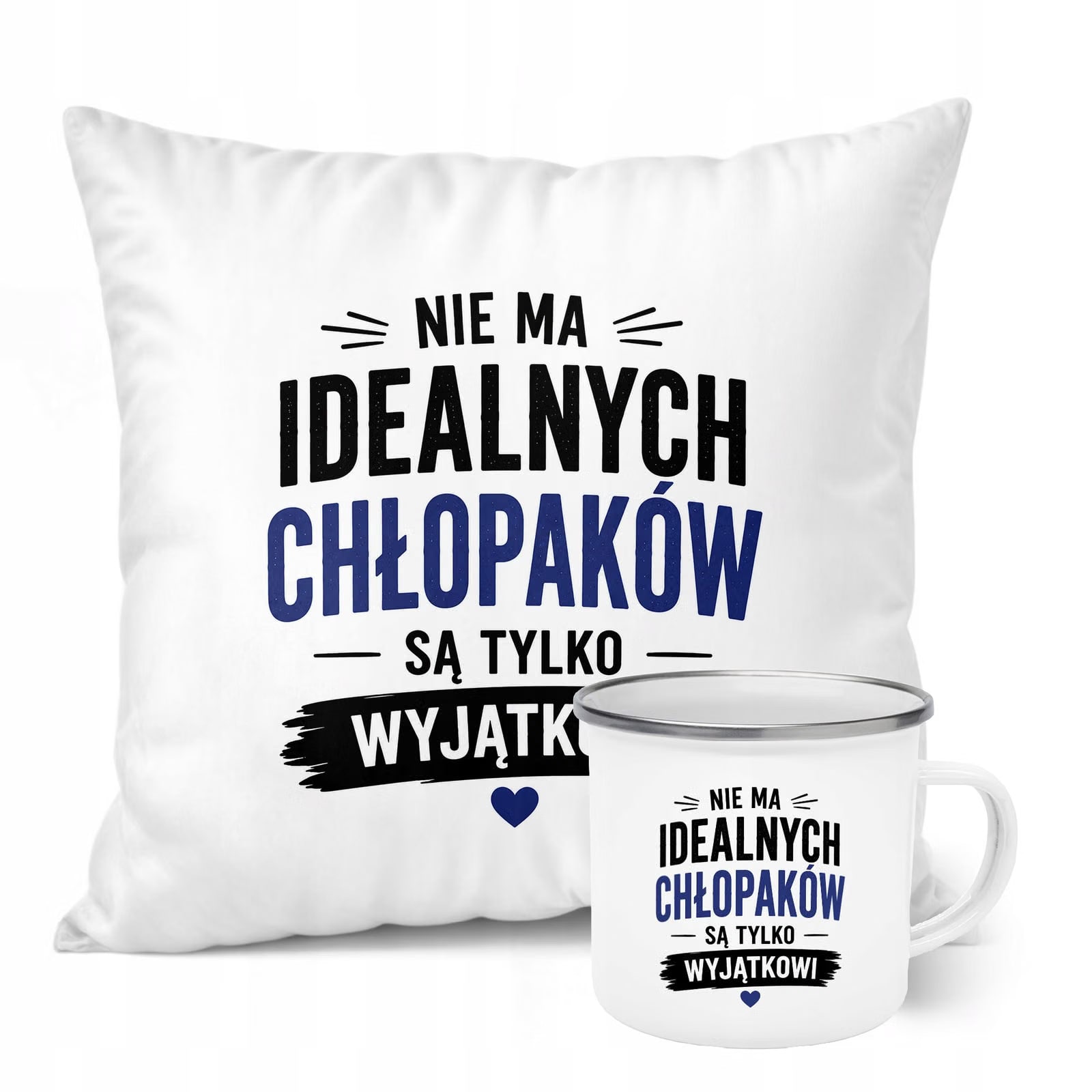 Zestaw Kubek Emaliowany Poduszka Dzień Chłopaka Z Nadrukiem