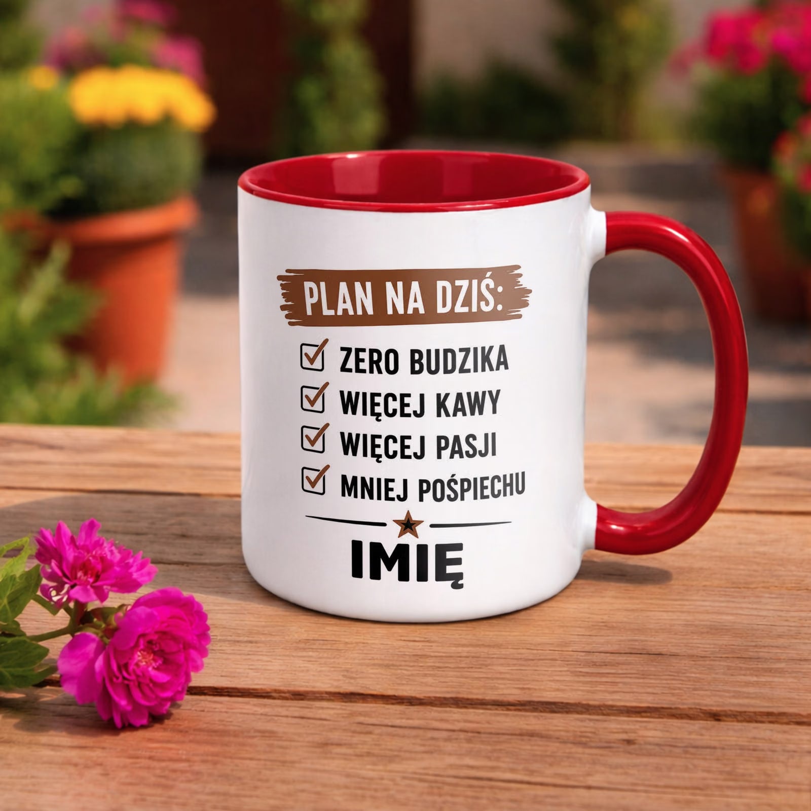 Zestaw Personalizowany Kubek Czerwony Poduszka Emerytura Upominek Prezent