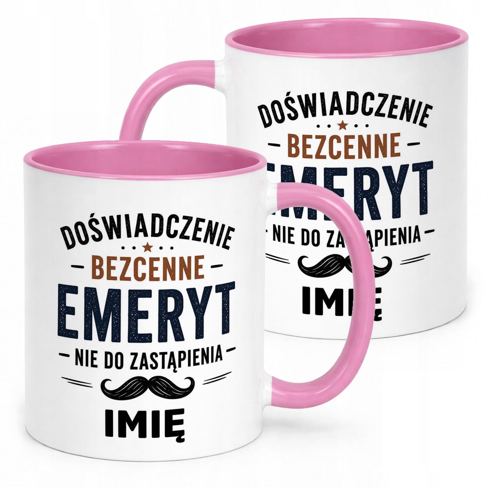 Kubek Różowy Personalizowany z Nadrukiem Emerytura Dla Emeryta Prezent