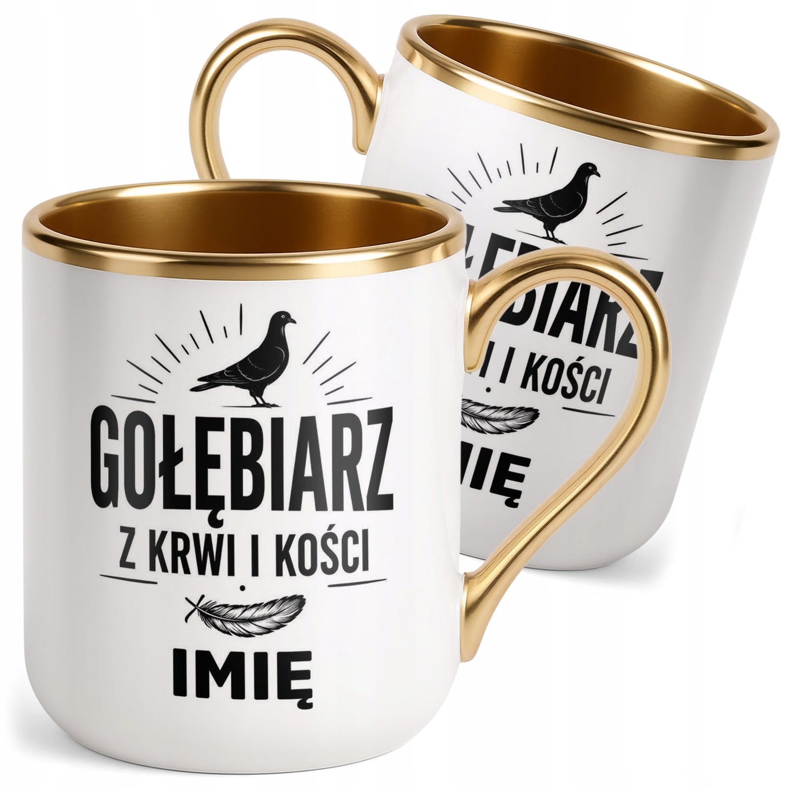 Kubek Personalizowany z nadrukiem Premium Złoty Dla Gołębiarza Prezent
