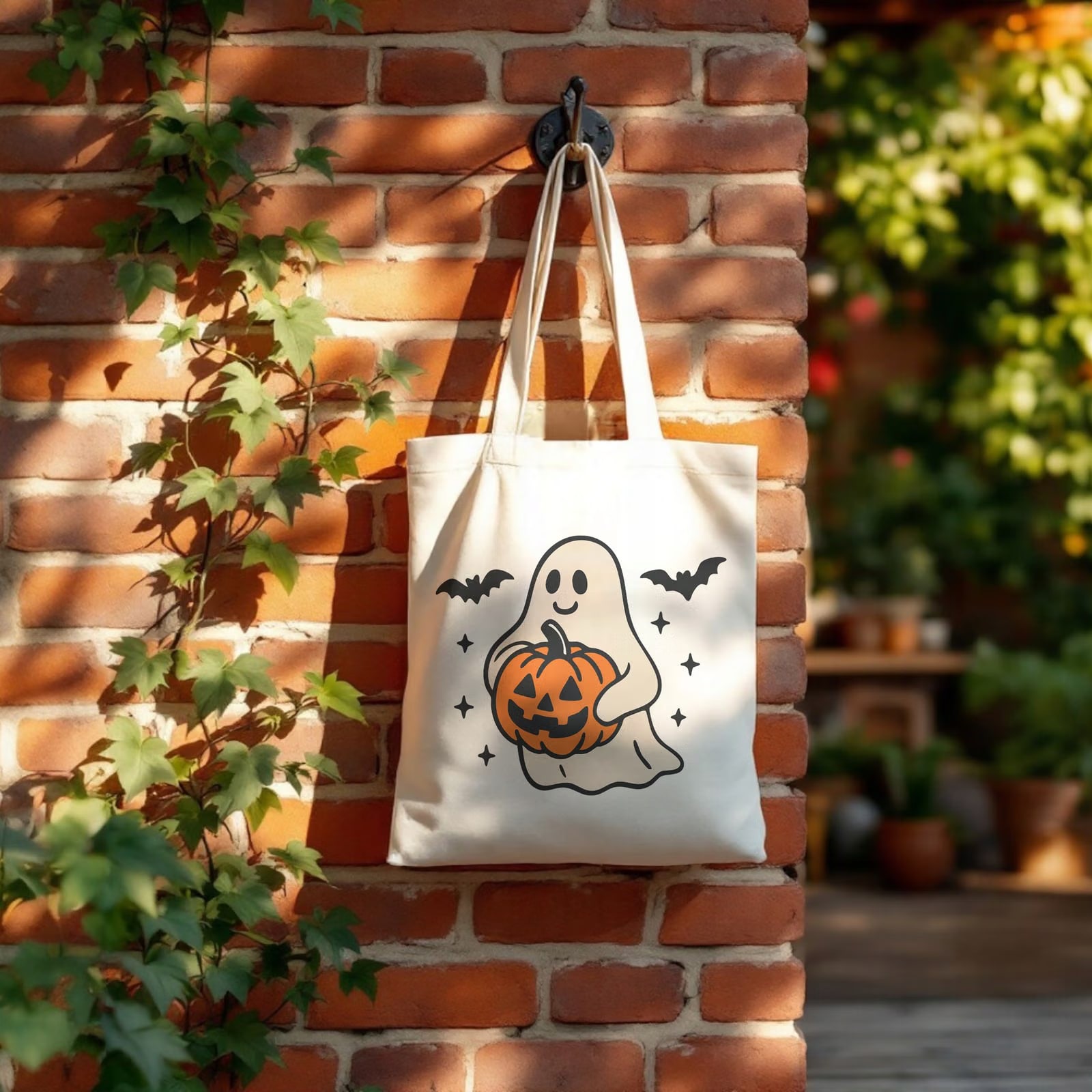 Torba bawełniana na zakupy Halloween Jesień Dynia Duch Prezent