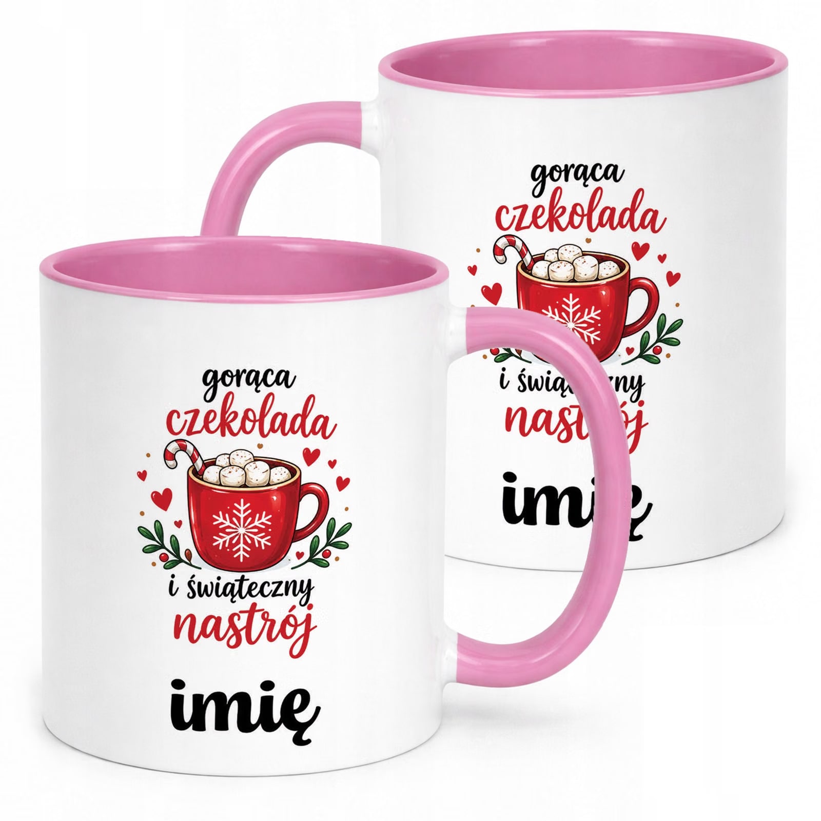 Kubek Różowy Personalizowany z Nadrukiem Boże Narodzenie Święta Prezent
