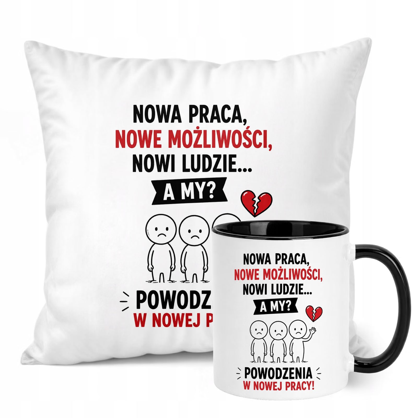 Zestaw Kubek Czarny Poduszka Z Nadrukiem Odejście z Pracy Prezent