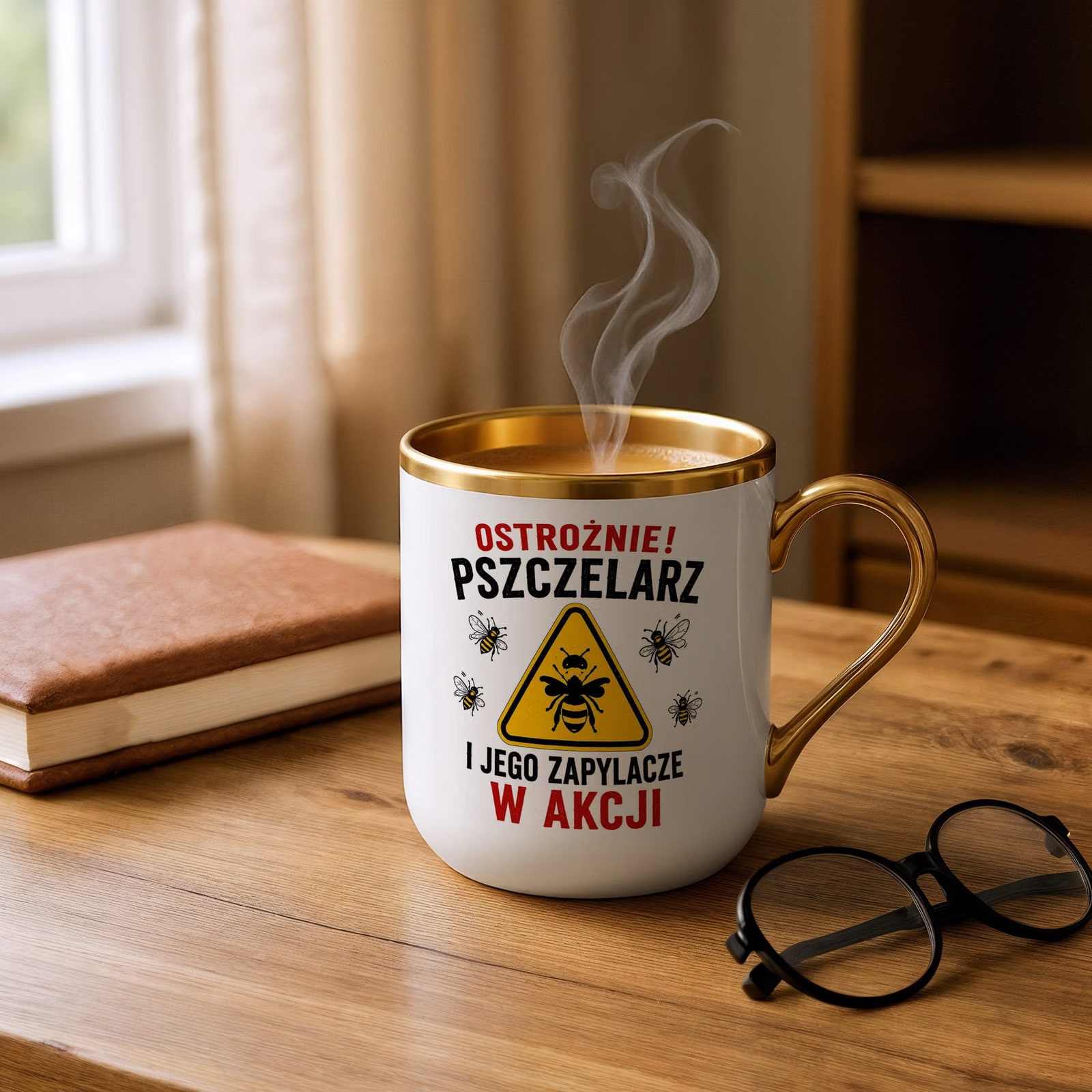 Kubek z nadrukiem Premium Złoty Dla Pszczelarza Szef Pasieki Prezent