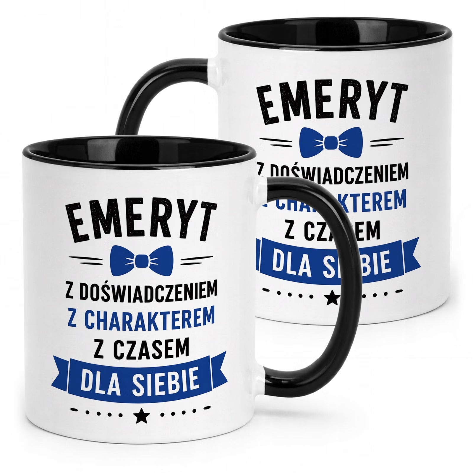 Kubek Czarny z nadrukiem Emerytura Dla Emeryta Upominek Prezent