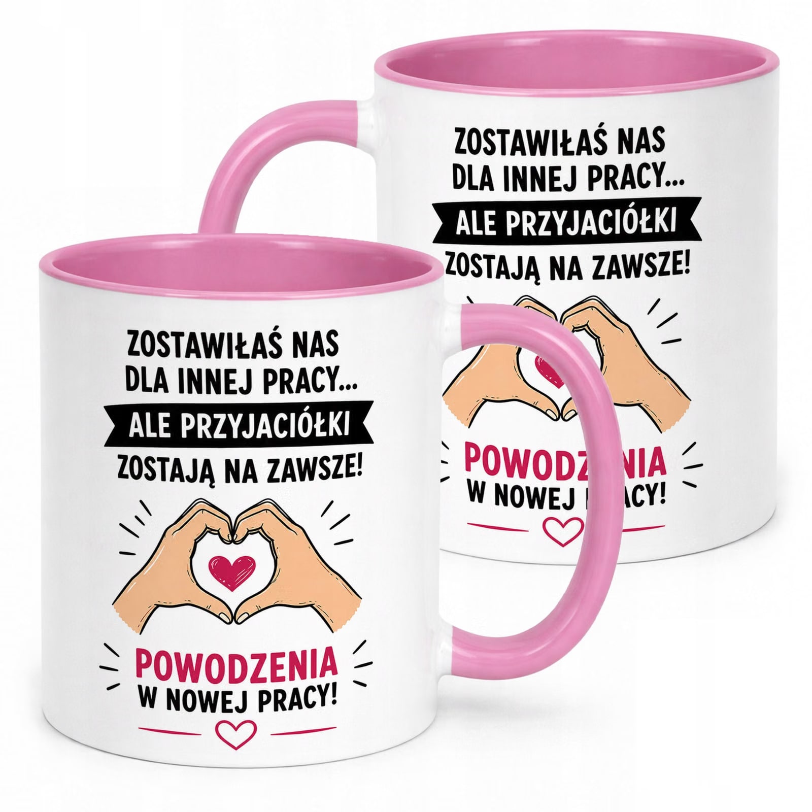 Kubek Różowy z nadrukiem Pożegnanie Odejście z Pracy Dla Koleżanki