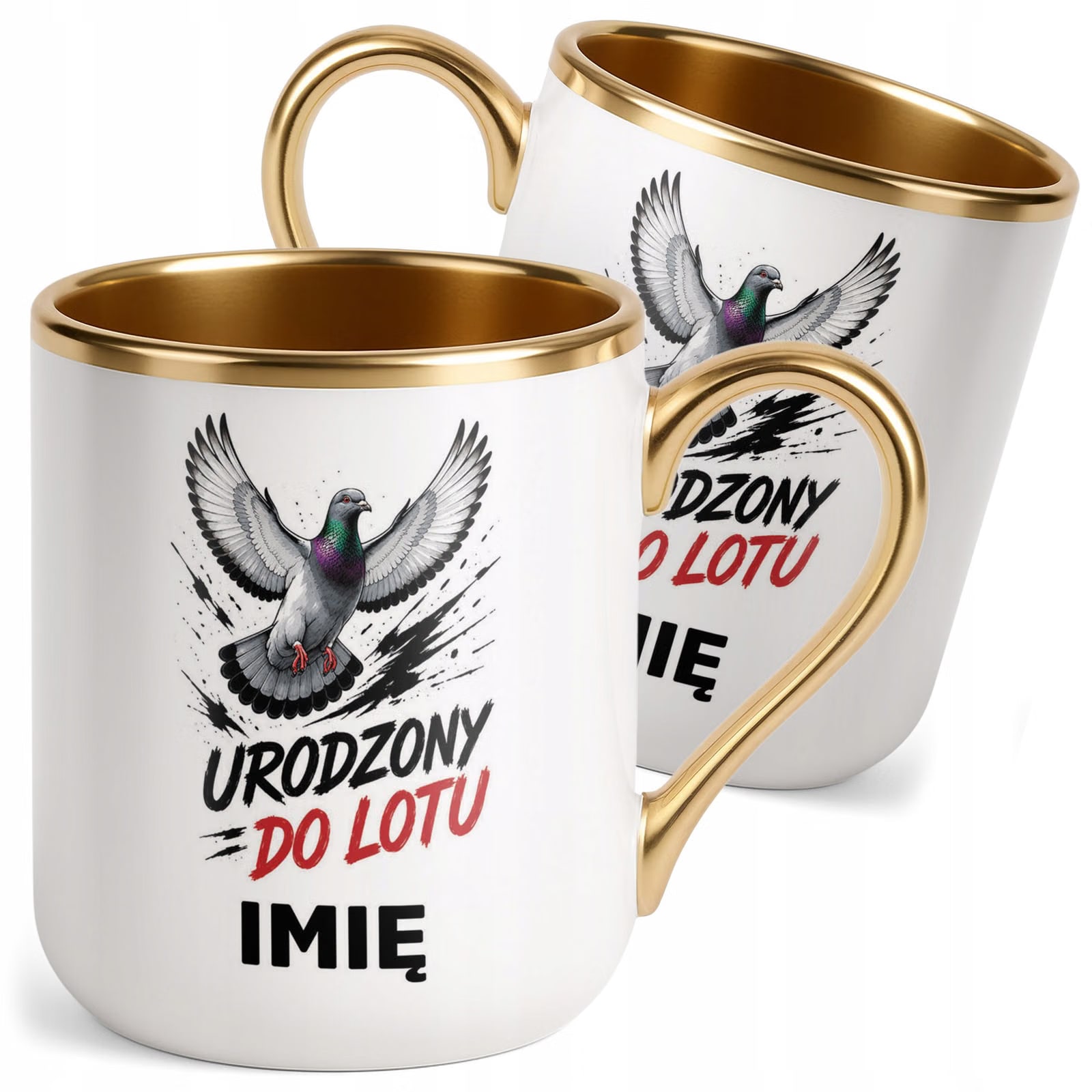 Kubek Personalizowany z nadrukiem Premium Złoty Dla Gołębiarza Prezent