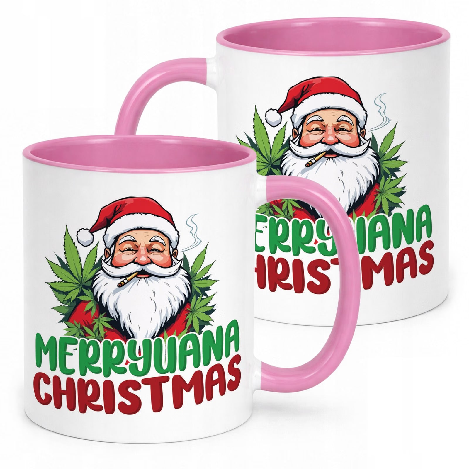 Kubek Różowy Boże Narodzenie Mikołajki Marryuana Christmas Prezent