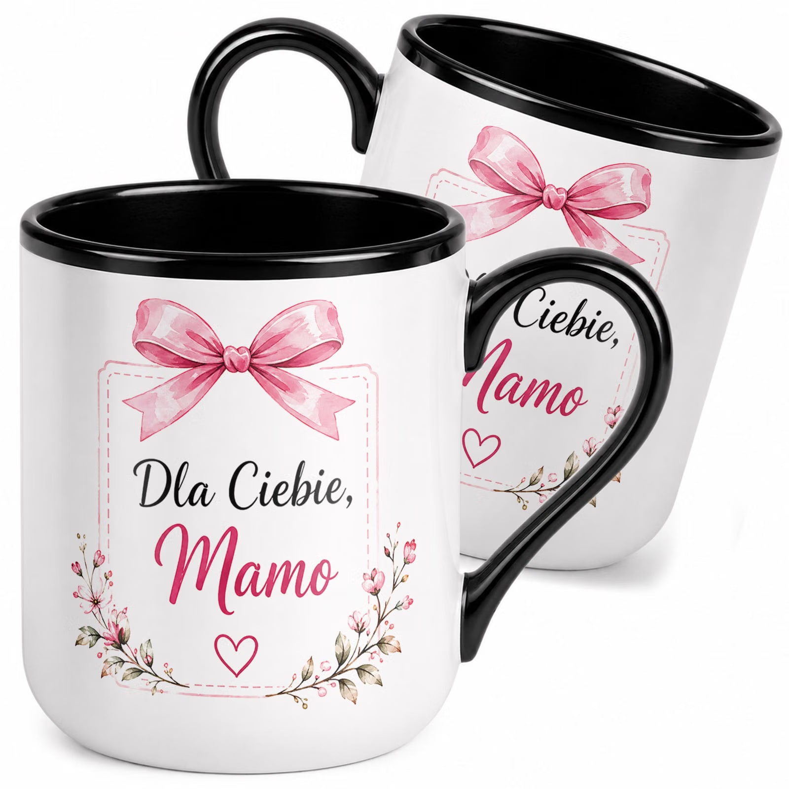 Kubek z nadrukiem Premium Czarny Dla Mamy Dzień Matki Upominek Prezent