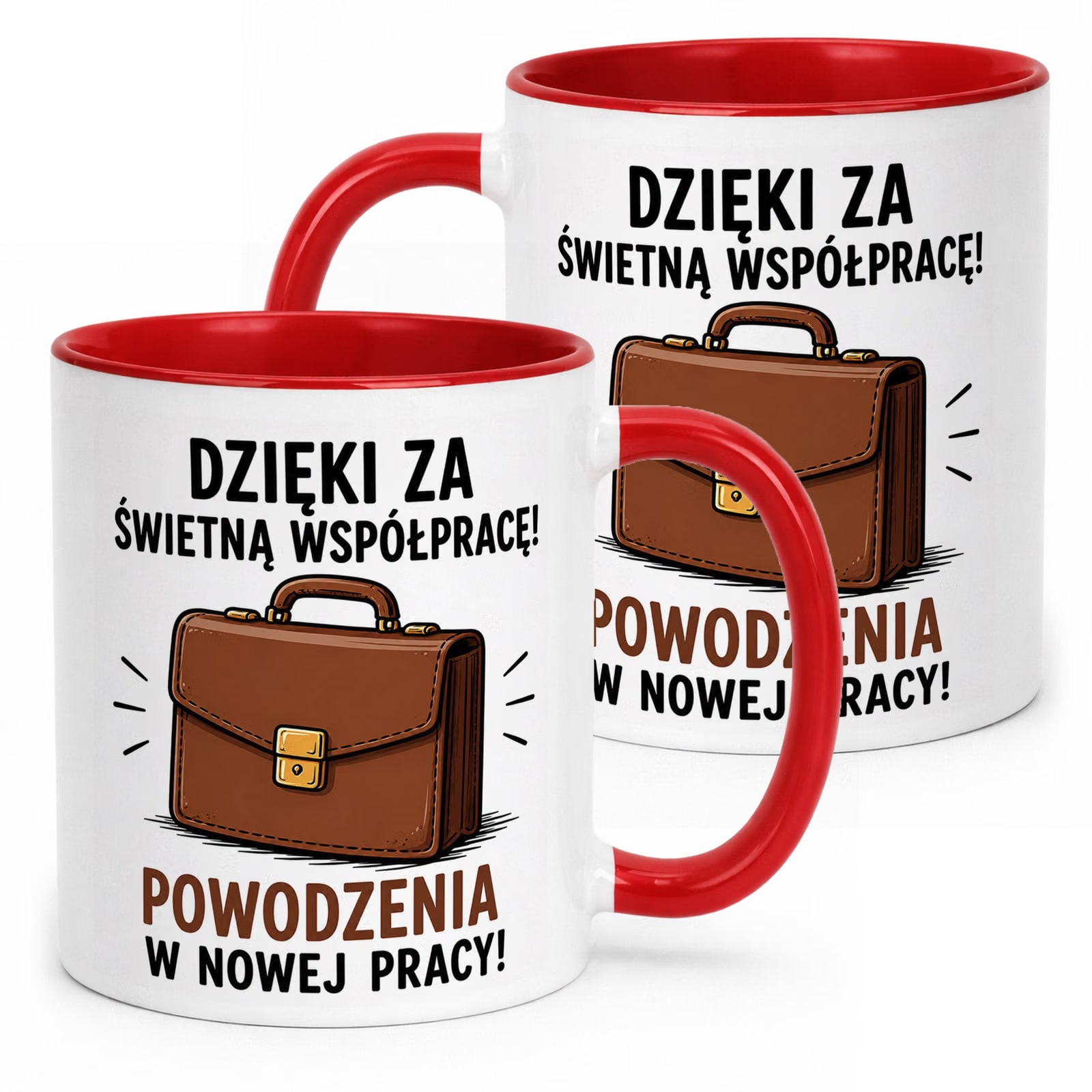 Kubek Czerwony z nadrukiem Pożegnanie Odejście z Pracy Upominek Prezent