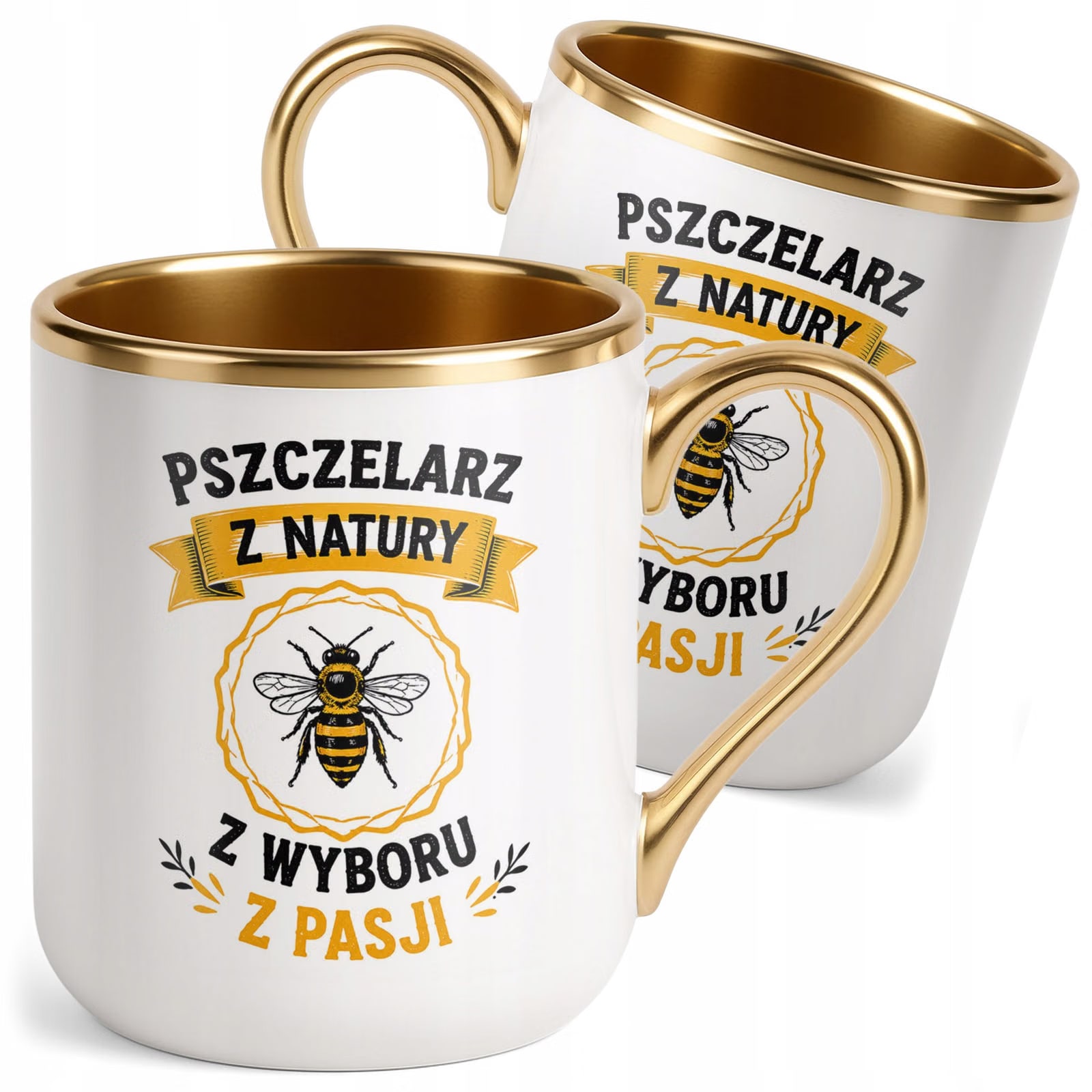 Kubek z nadrukiem Premium Złoty Dla Pszczelarza Szef Pasieki Prezent