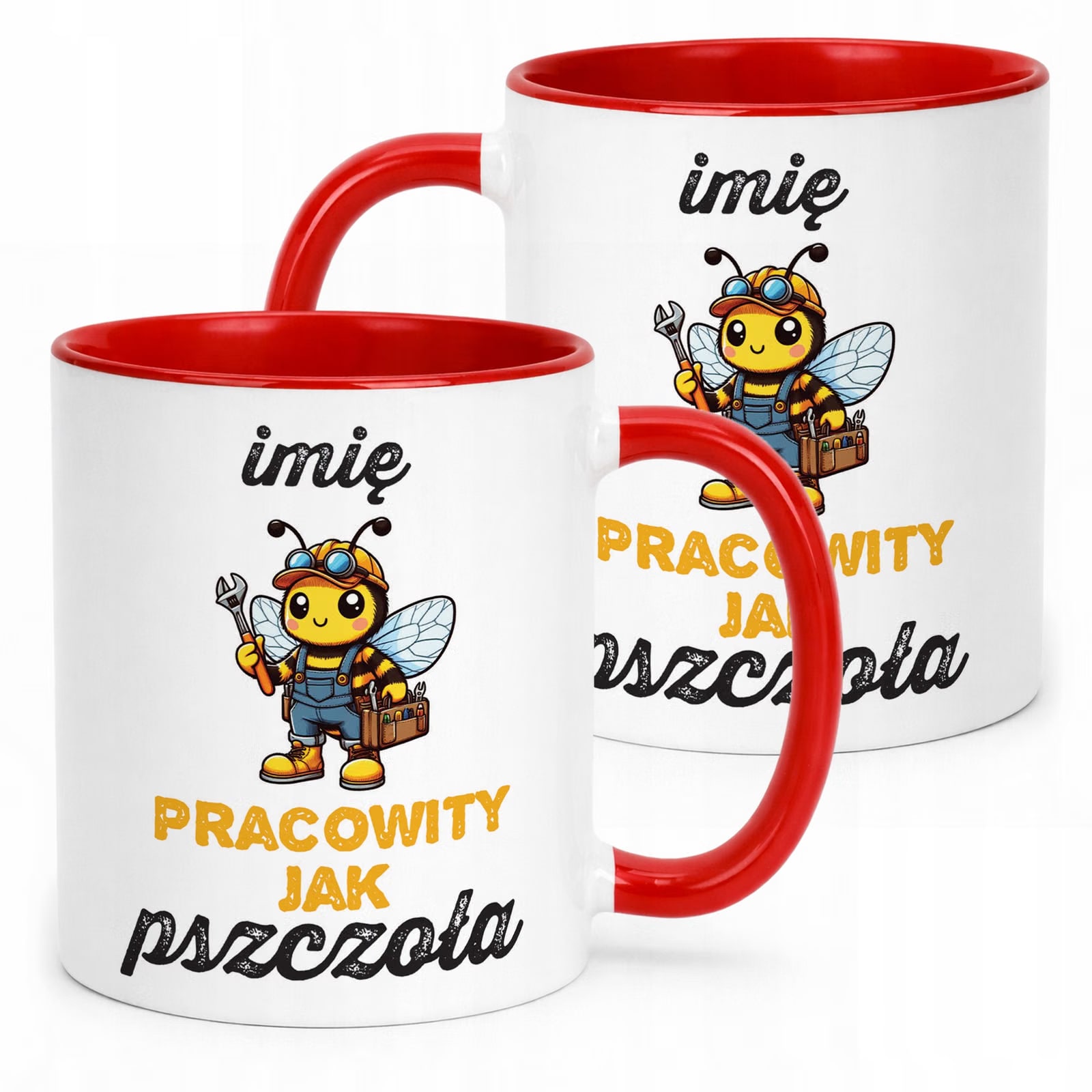 Kubek Czerwony Personalizowany Dla Pszczelarza Pszczoły Pasieka Prezent
