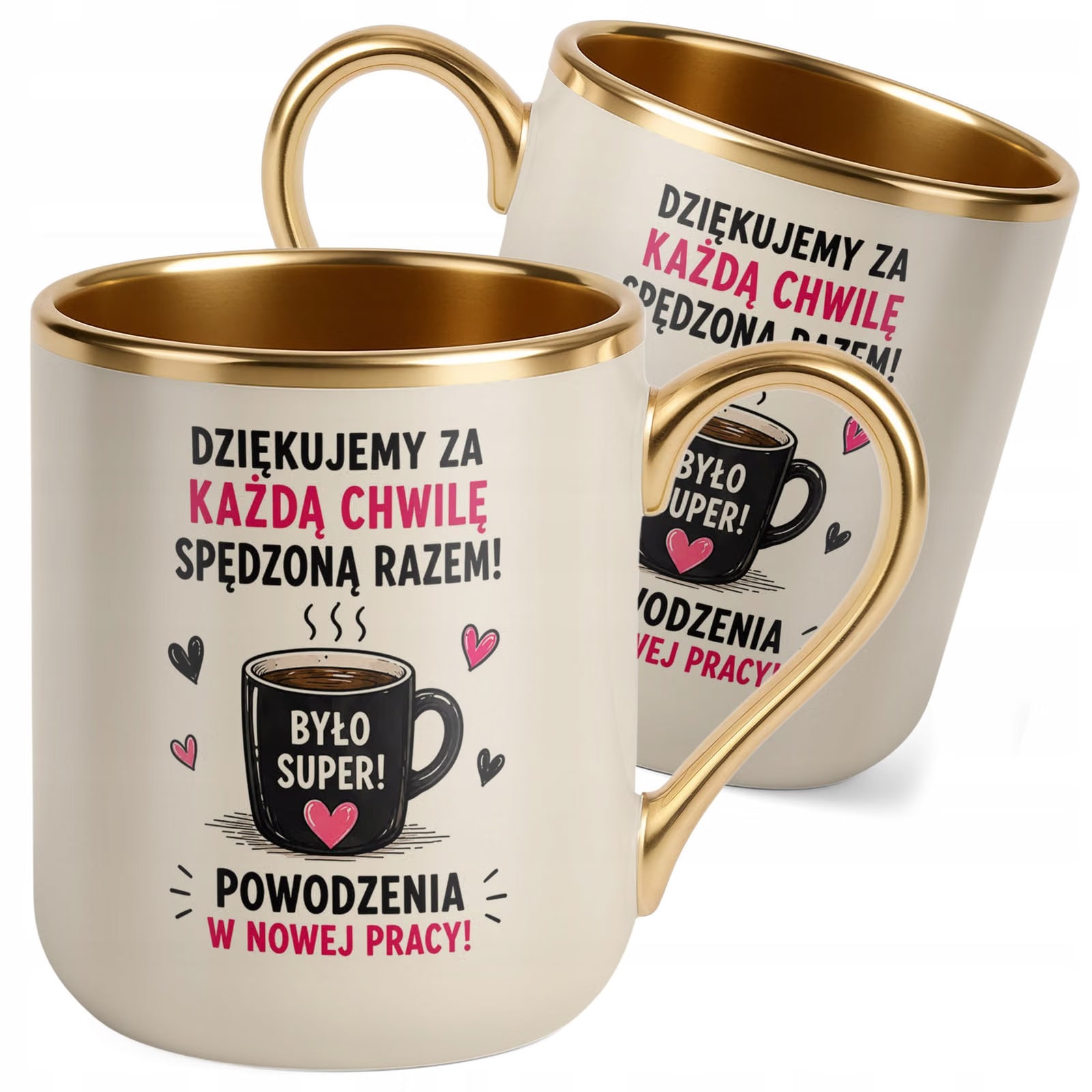 Kubek z nadrukiem Premium Złoty Ecru Pożegnanie Odejście z Pracy