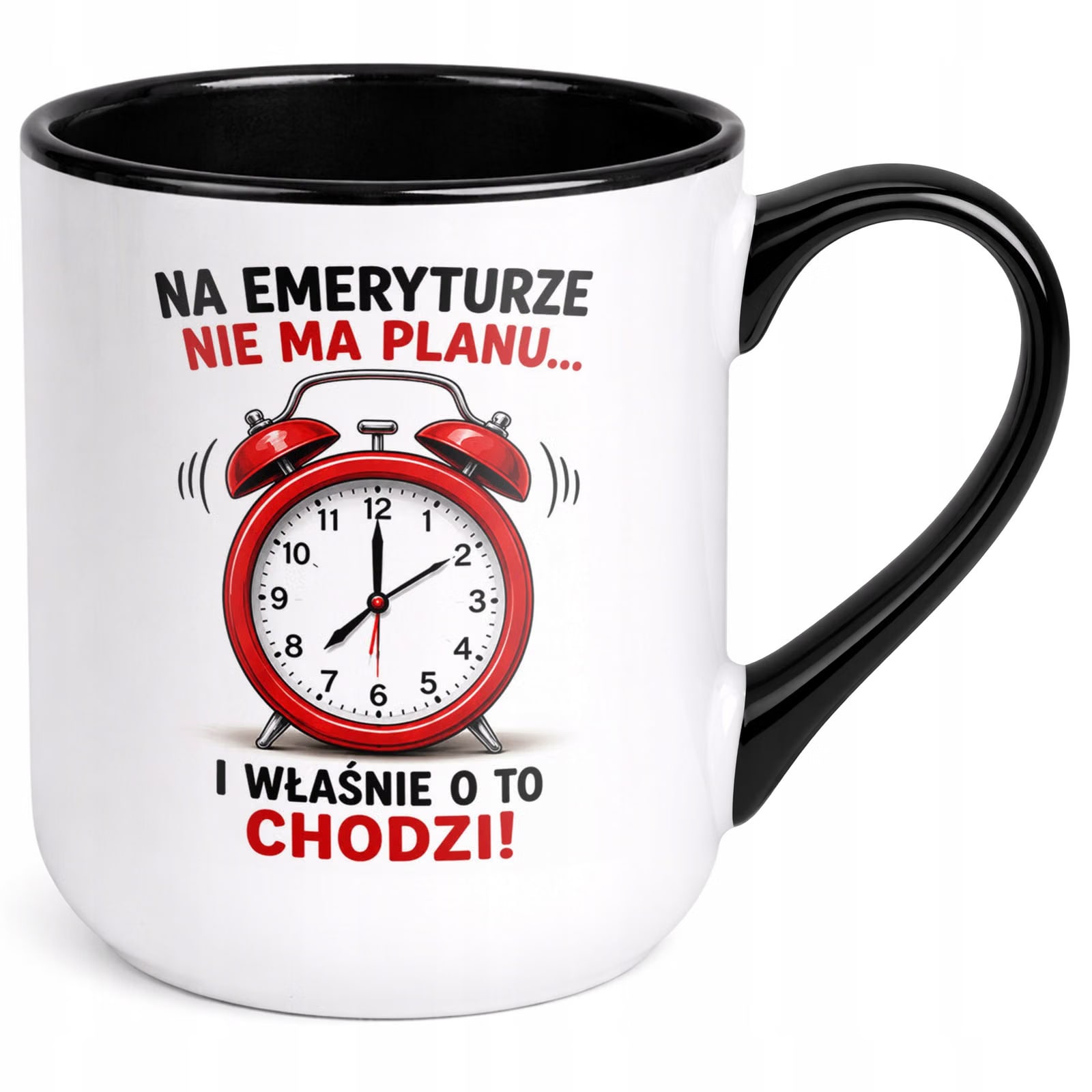 Kubek z nadrukiem Premium Czarny Emerytura Dla Emeryta Upominek Prezent
