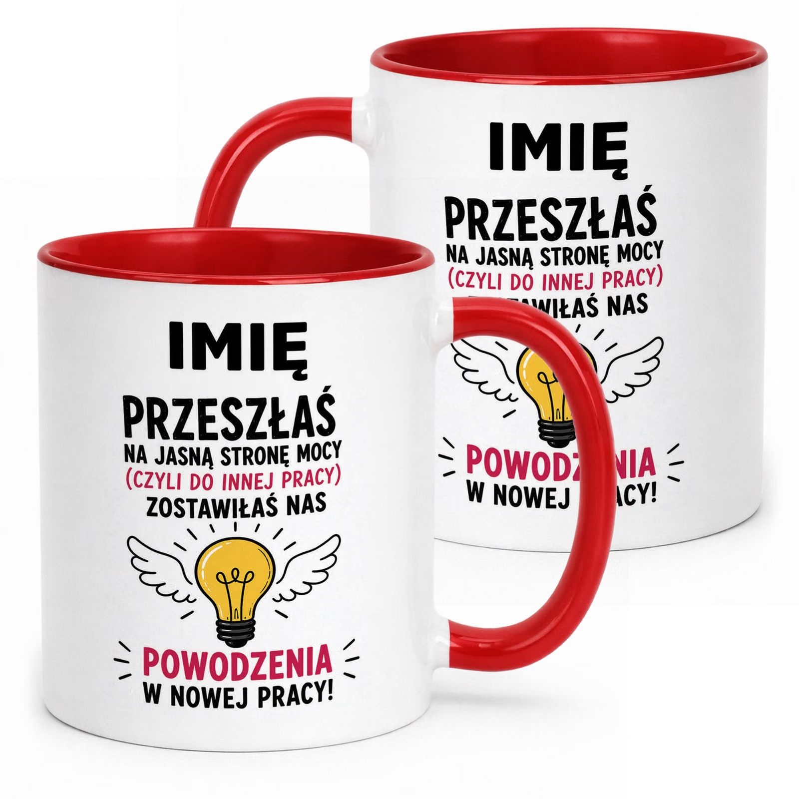 Kubek Czerwony Personalizowany z Nadrukiem Pożegnanie Odejście z Pracy