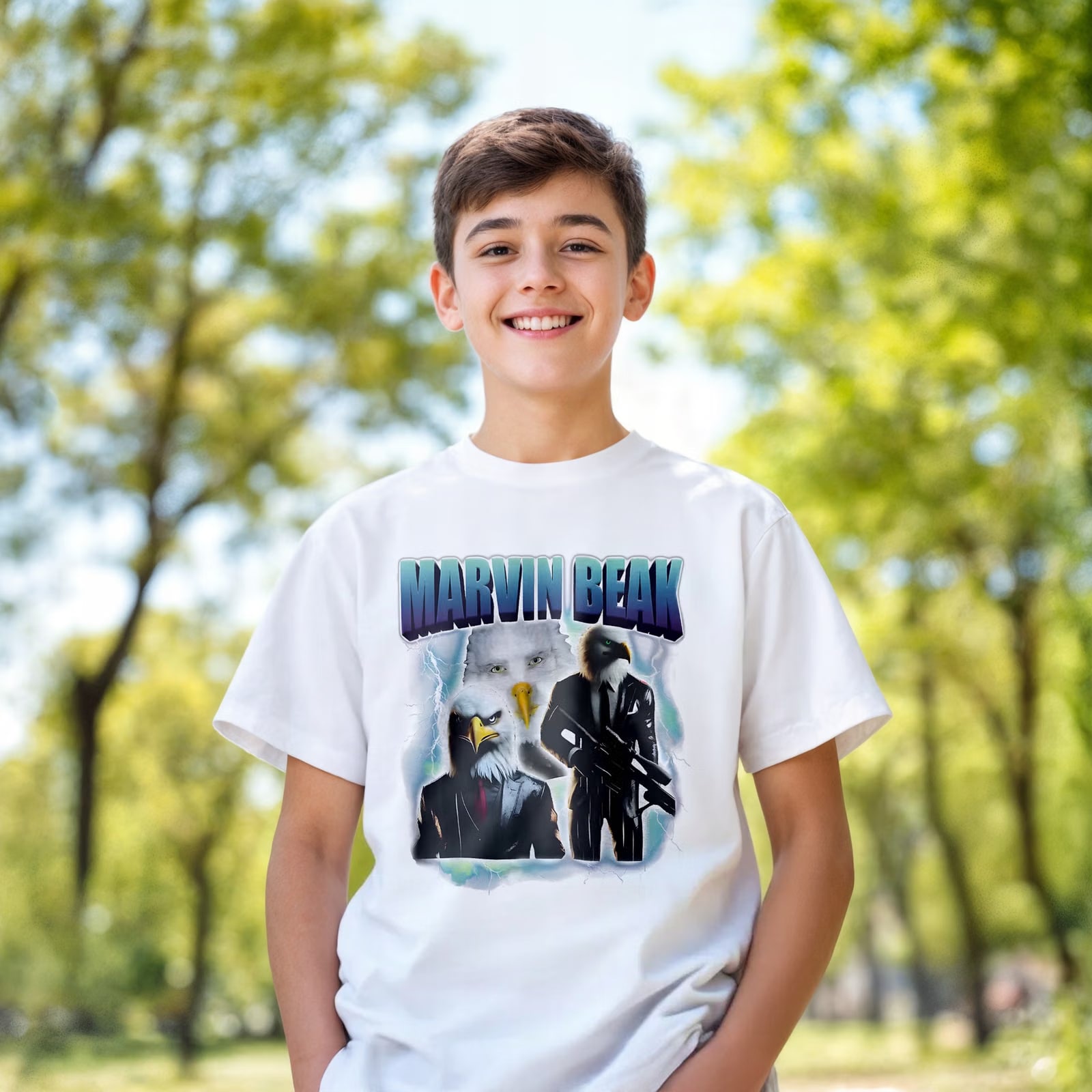 Koszulka biała dziecięca Marvin Belk viral tiktok brainrot mem