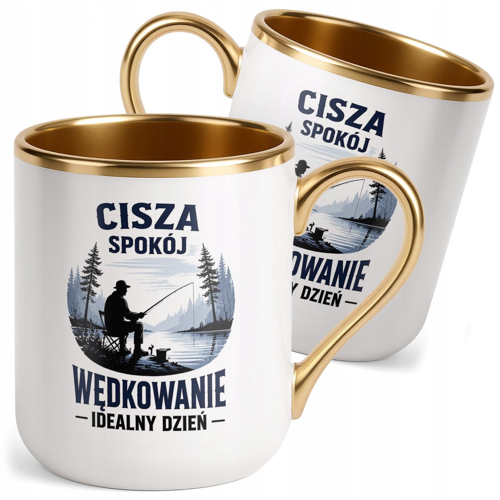 Kubek z nadrukiem Premium Złoty Dla Wędkarza Rybaka Prezent