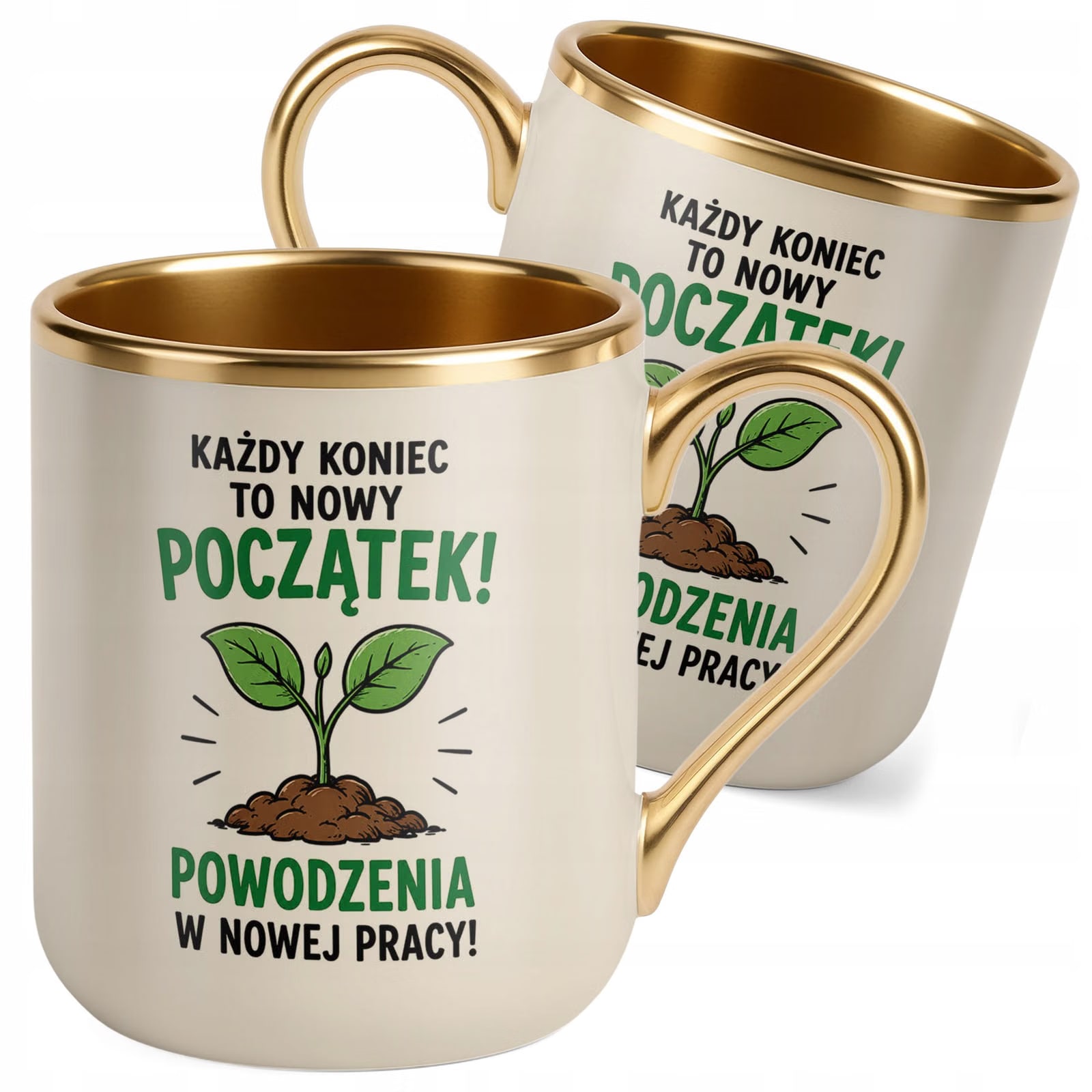 Kubek z nadrukiem Premium Złoty Ecru Pożegnanie Odejście z Pracy