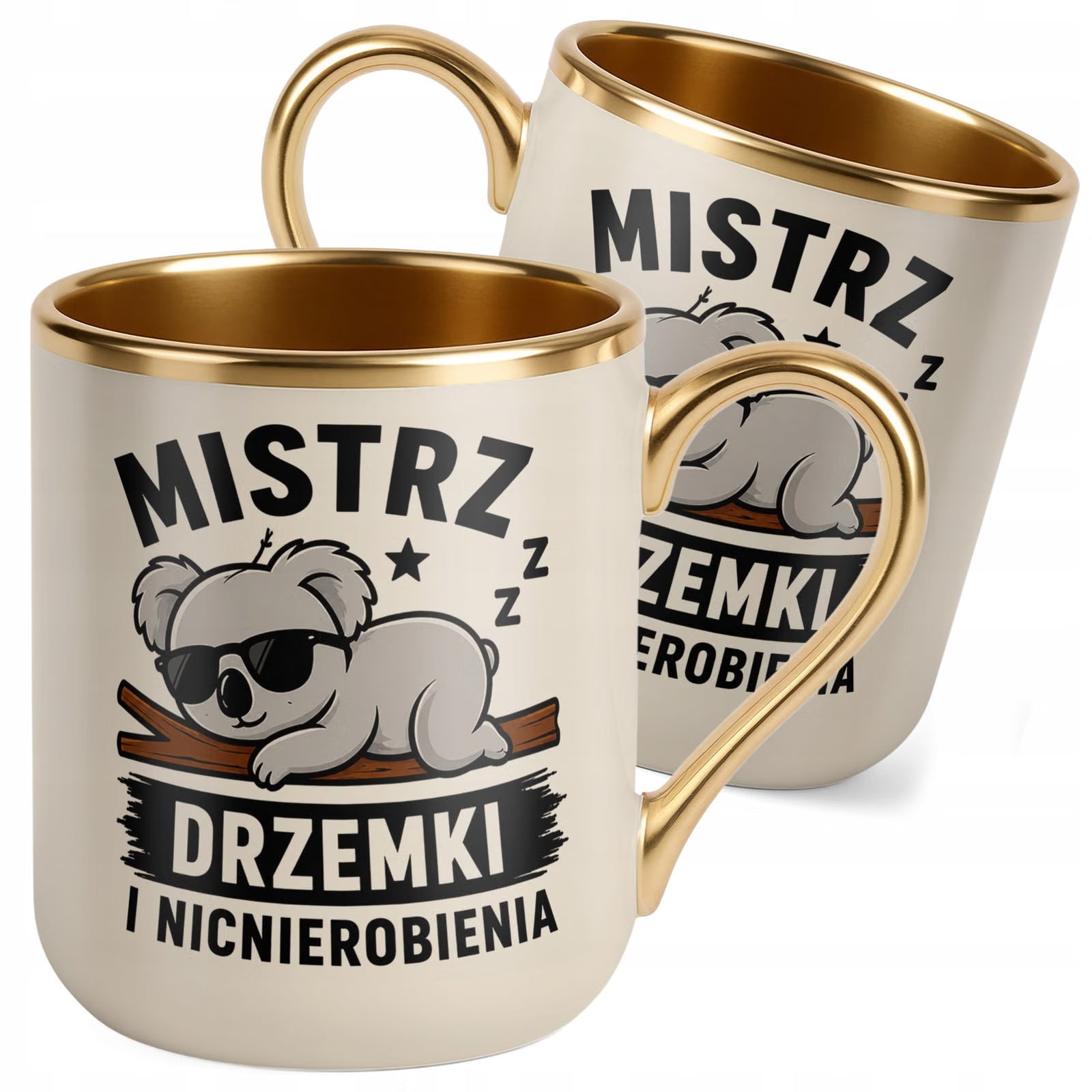 Kubek z nadrukiem Premium Złoty Ecru Dzień Chłopaka Mężczyzny Prezent