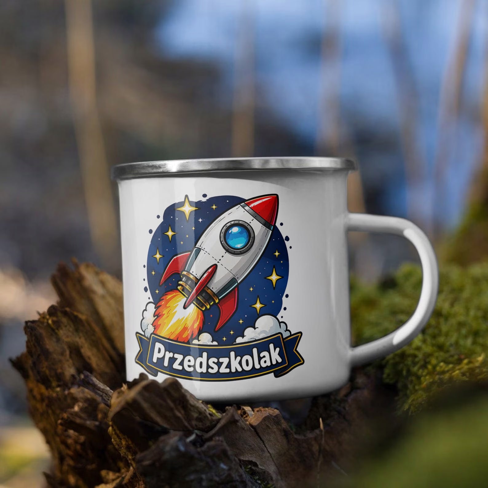 Zestaw Kubek Emaliowany Poduszka Z Nadrukiem Przedszkolak Szkoła Prezent