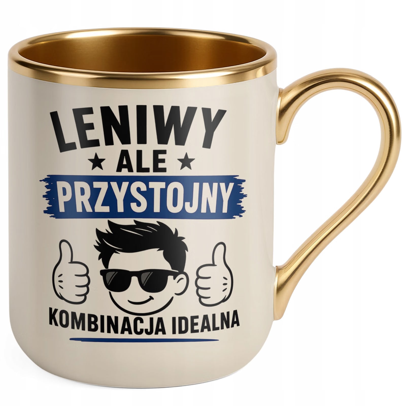 Kubek z nadrukiem Premium Złoty Ecru Dzień Chłopaka Mężczyzny Prezent