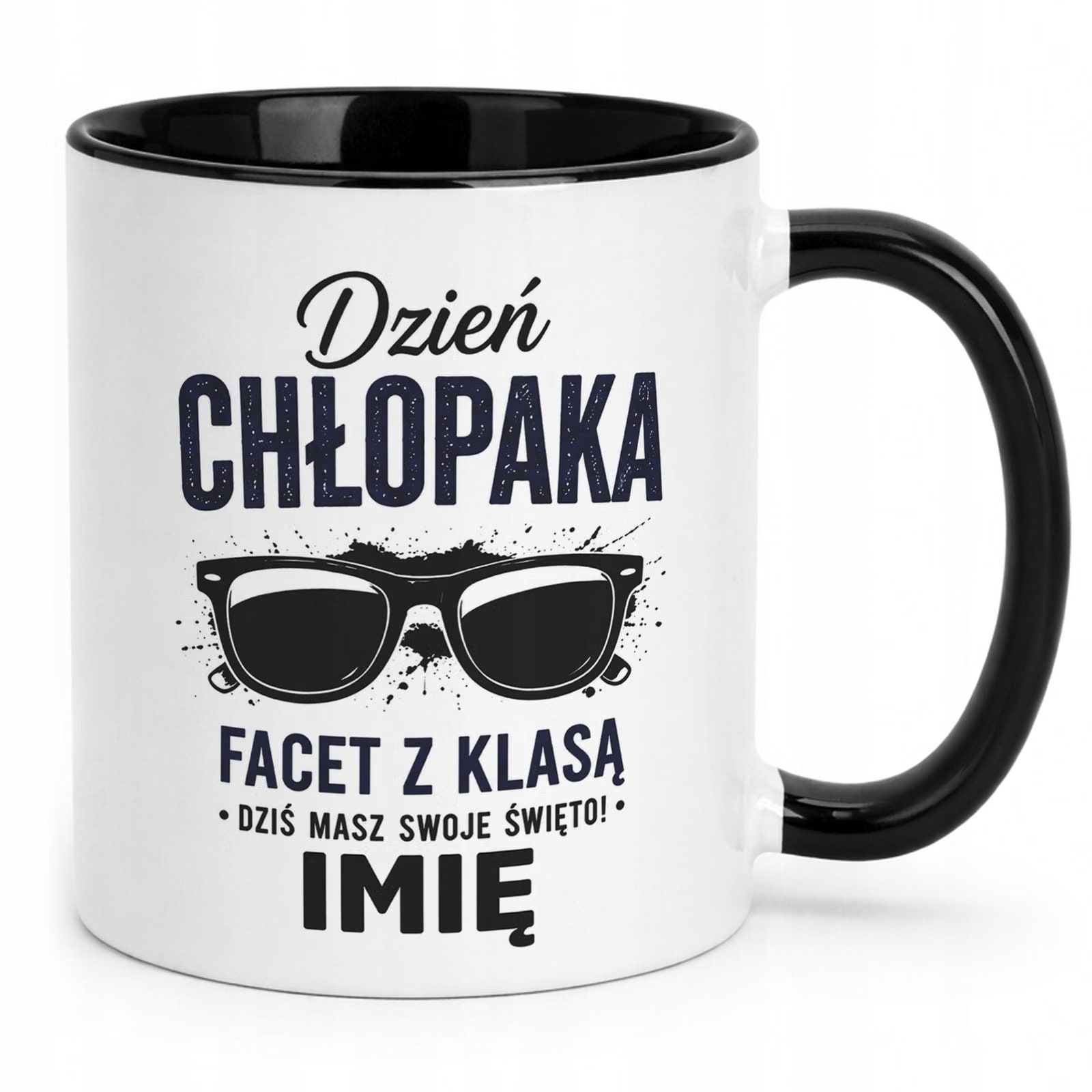 Czarny Kubek personalizowany z nadrukiem Dzień Chłopaka Mężczyzny Prezent
