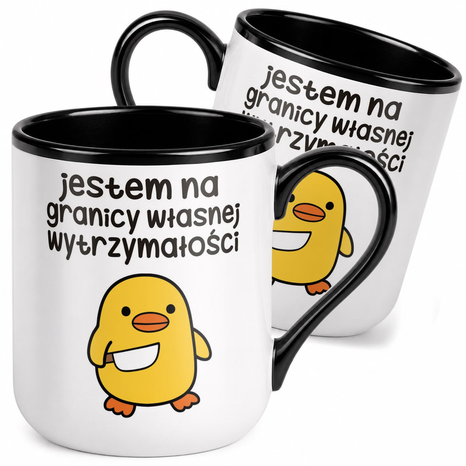Kubek z nadrukiem Premium Czarny Jestem Na Granicy Wytrzymałości Prezent