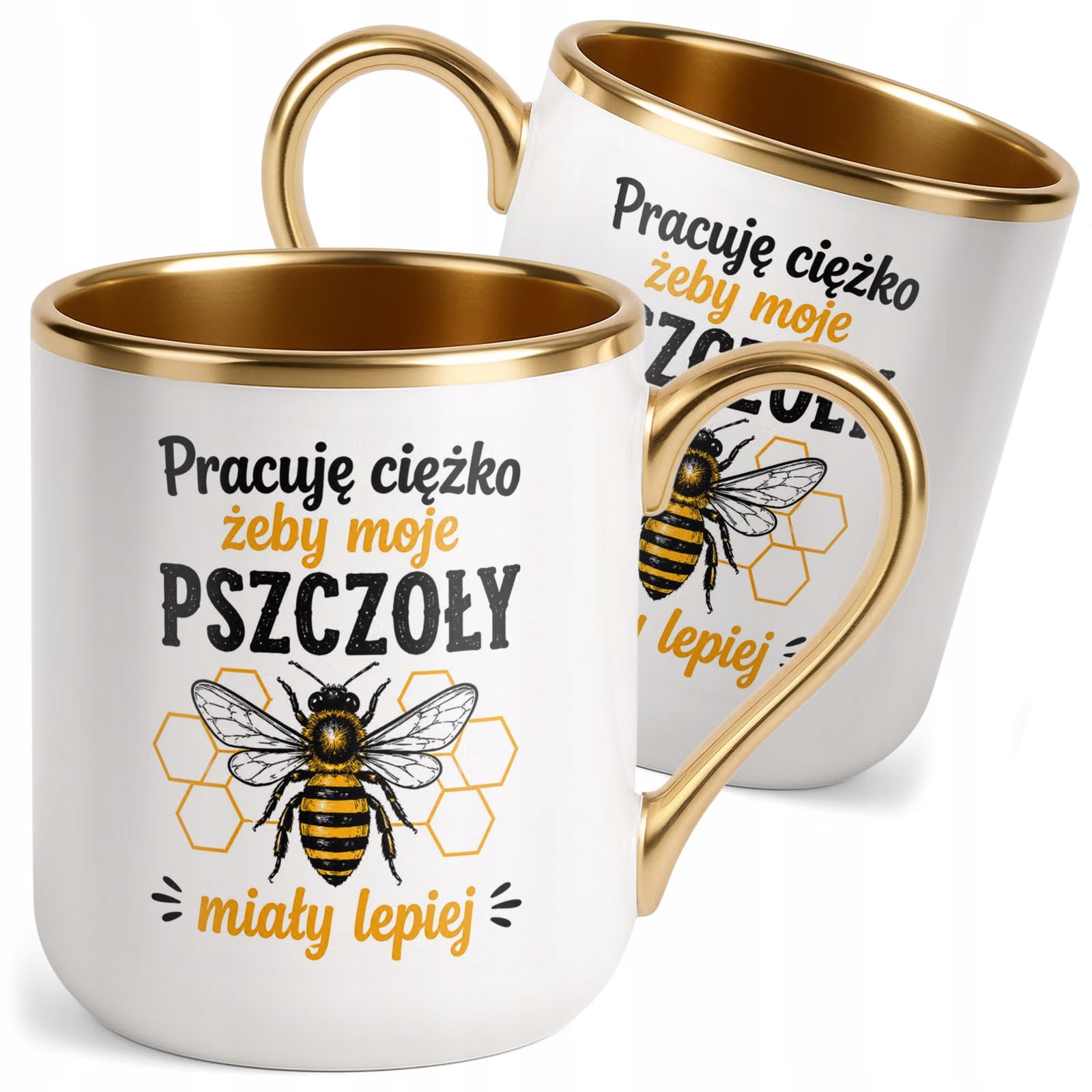 Kubek z nadrukiem Premium Złoty Dla Pszczelarza Szef Pasieki Prezent