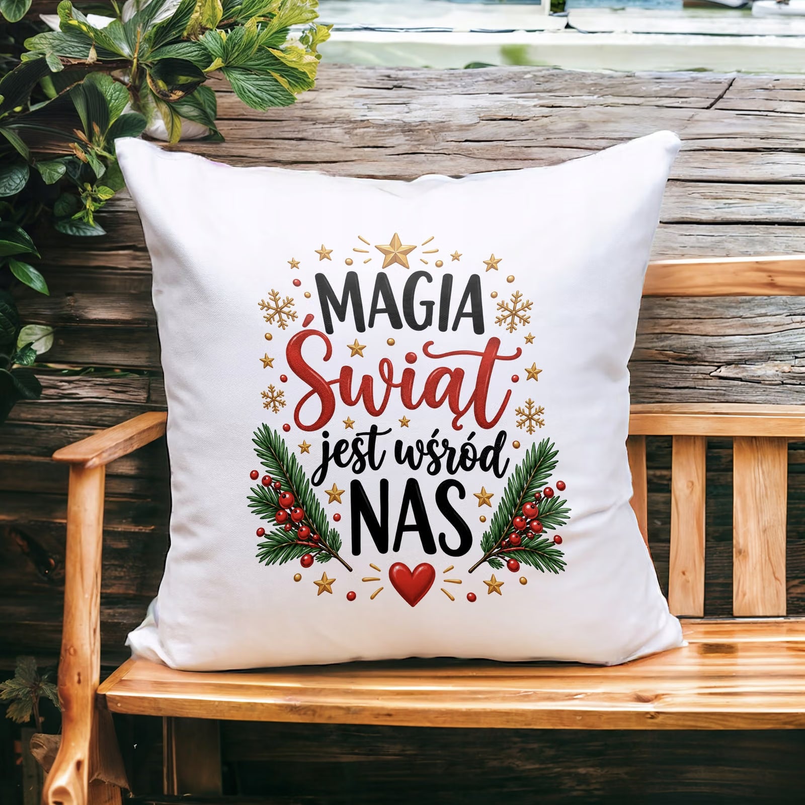 Poduszka Jasiek 38×38 cm z nadrukiem Boże Narodzenie Święta Prezent