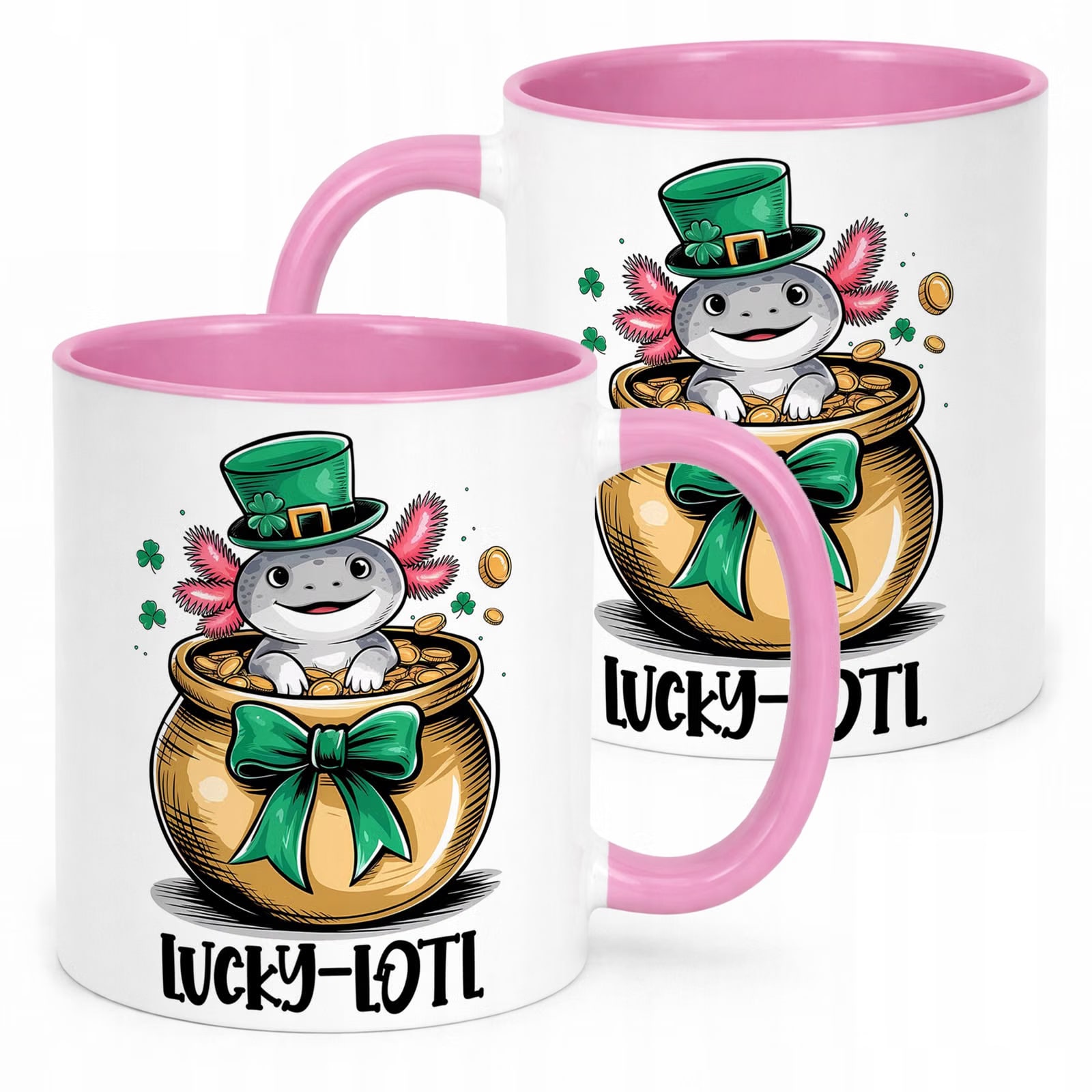 Różowy kubek 330ml nadruk Aksolotl Axolotl Różowy Zwierzak TikTok Viral OK
