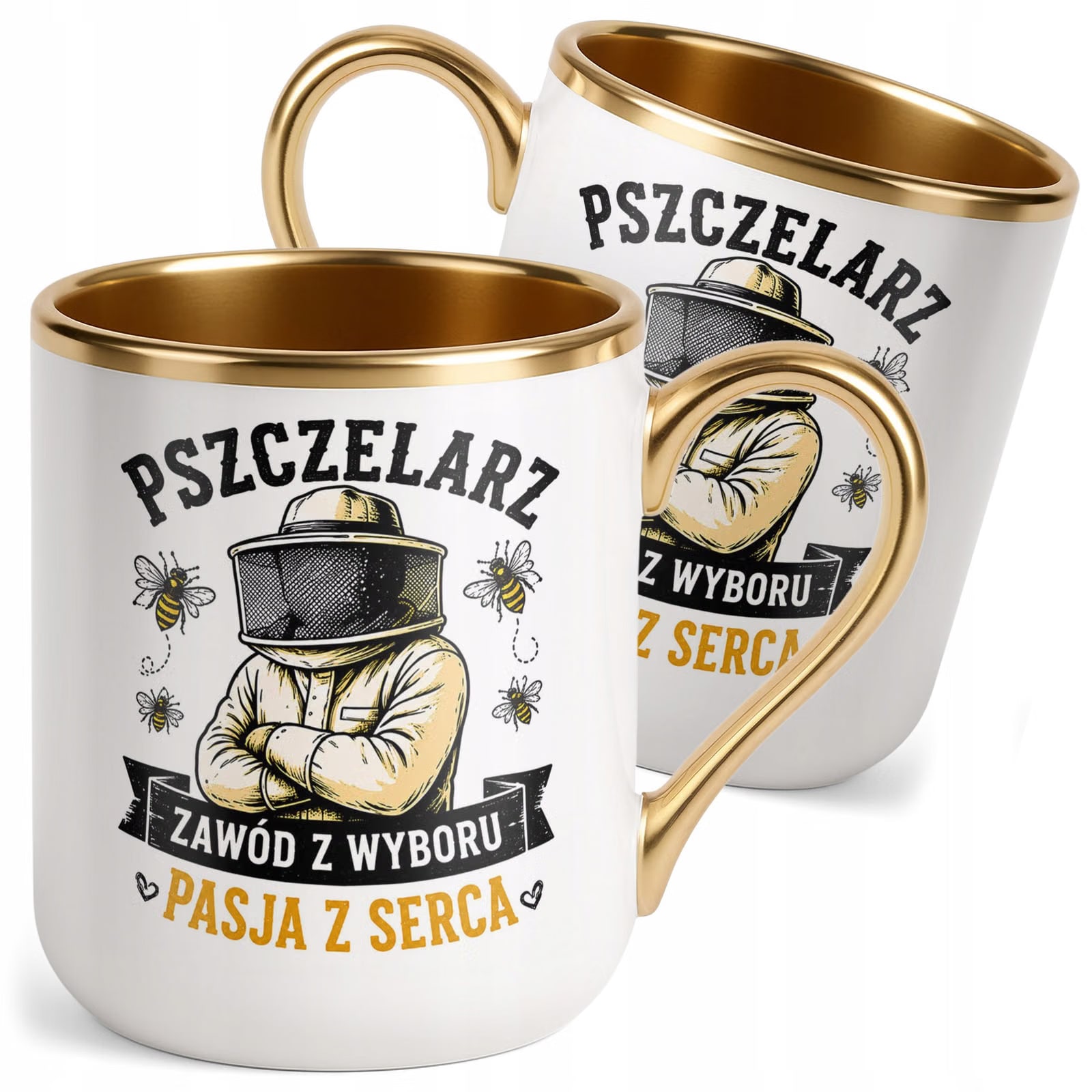 Kubek z nadrukiem Premium Złoty Dla Pszczelarza Szef Pasieki Prezent