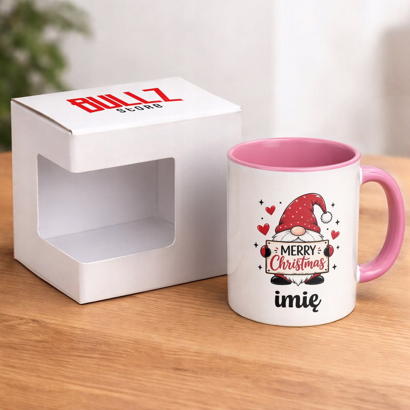 Kubek Różowy Personalizowany z Nadrukiem Boże Narodzenie Święta Prezent