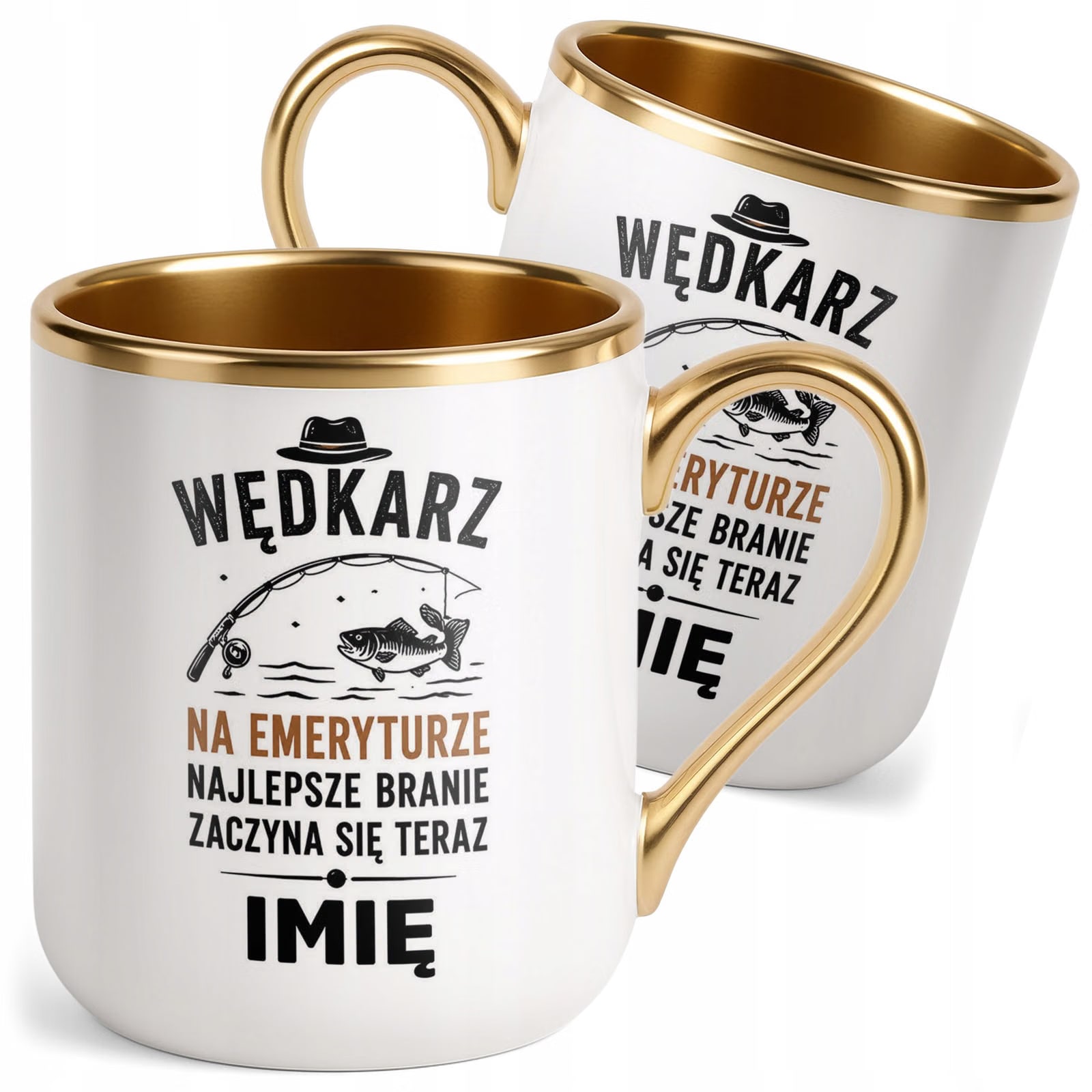 Kubek Personalizowany z nadrukiem Premium Złoty Emerytura Prezent
