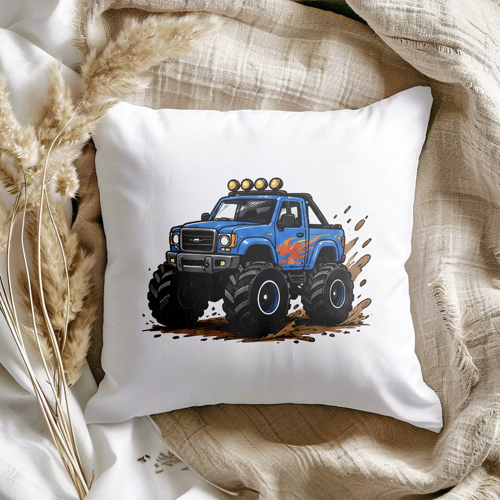 Zestaw Kubek Różowy Poduszka Z Nadrukiem Monster Truck Prezent