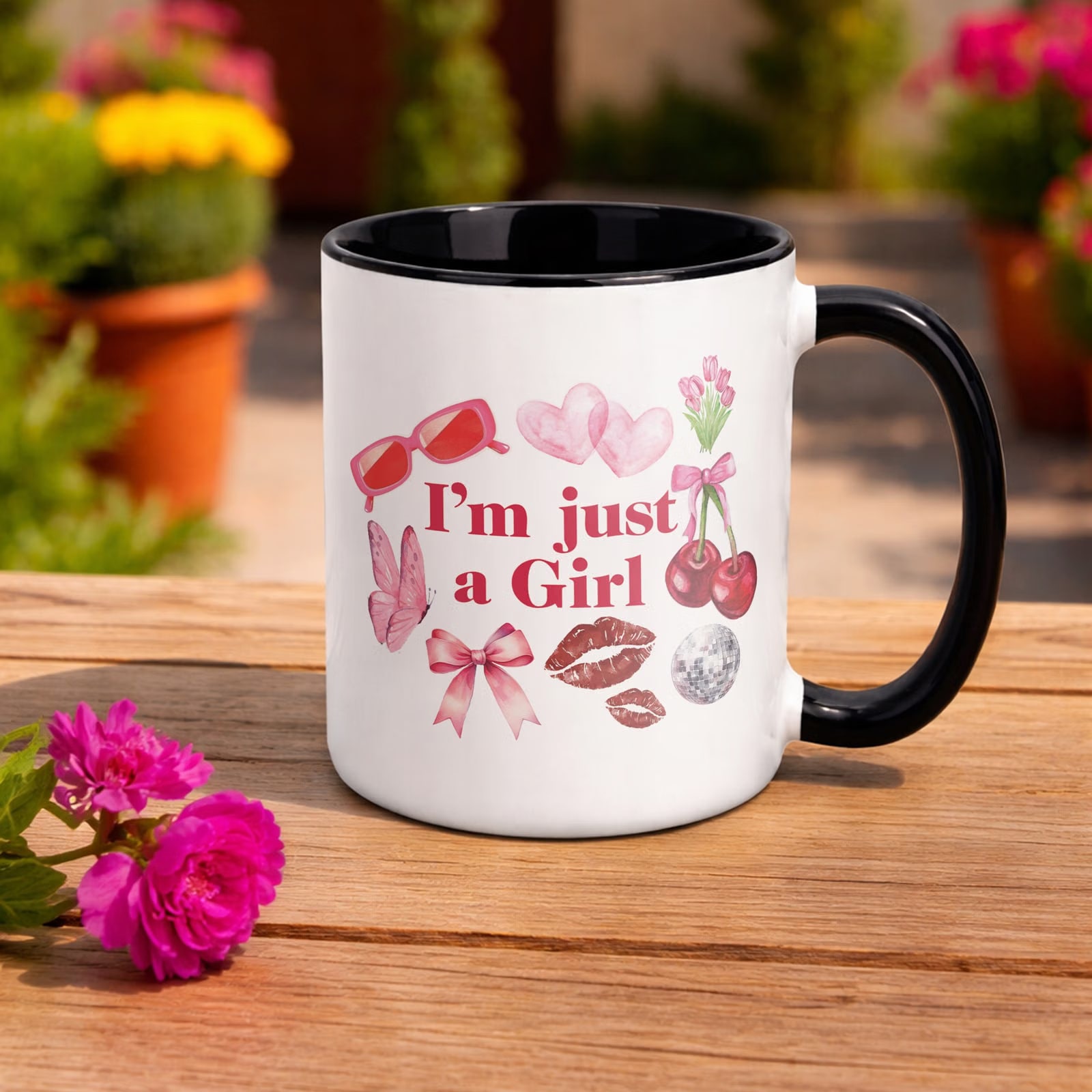 Kubek Czarny I’m Just A Girl Dla Dziewczyny Prezent Upominek