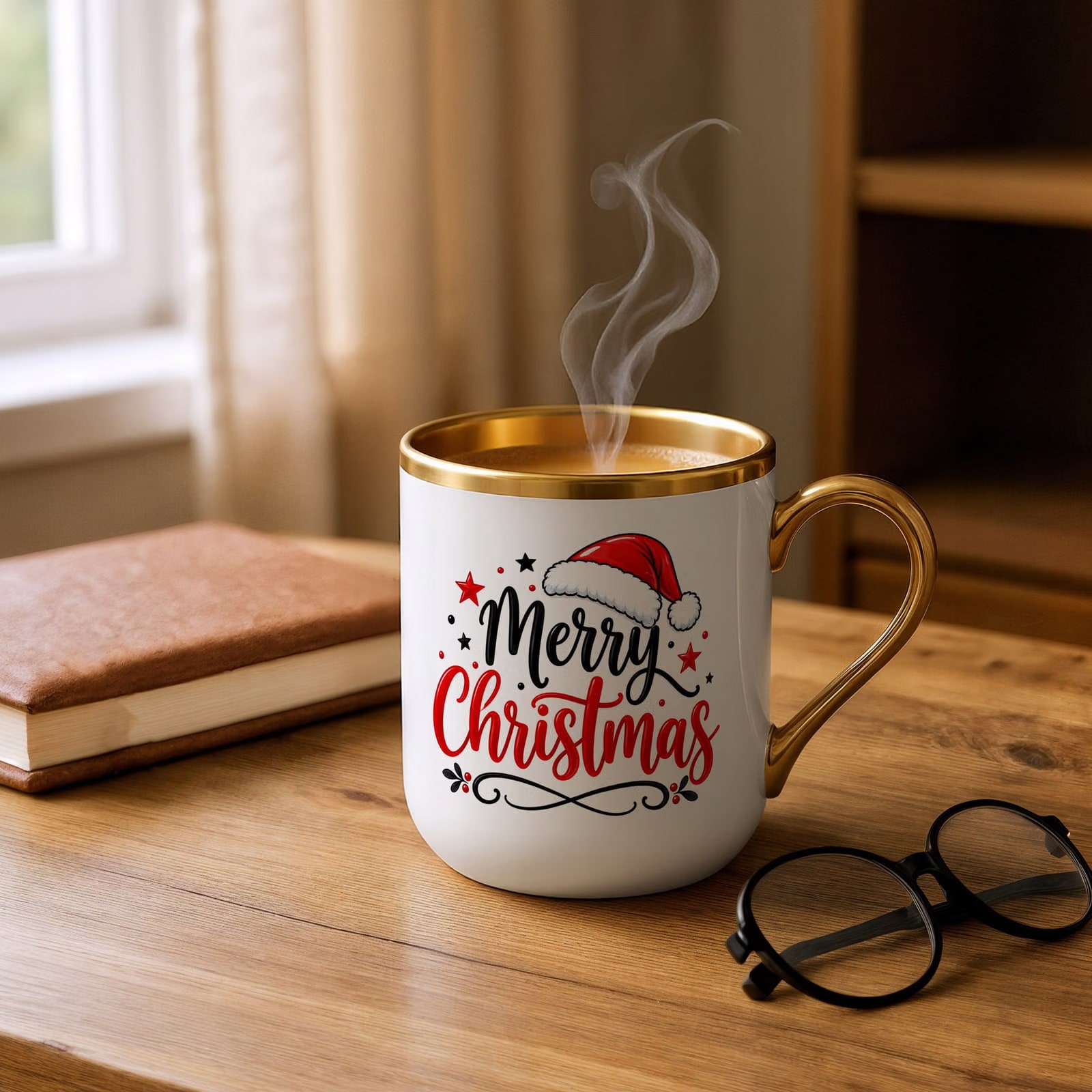 Kubek Premium Złoty Boże Narodzenie Mikołajki Merry Christmas Prezent