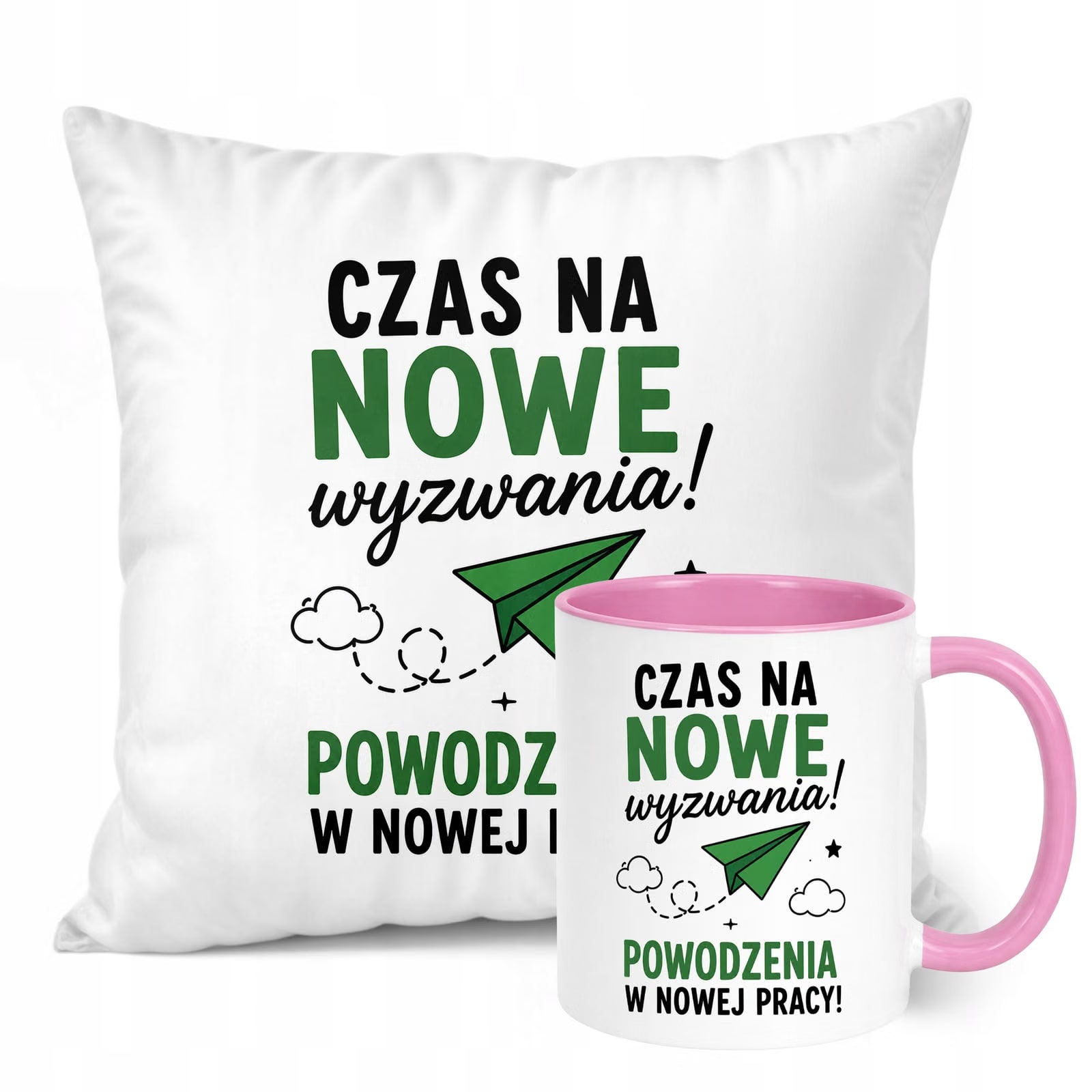 Zestaw Kubek Różowy Poduszka Z Nadrukiem Odejście z Pracy Prezent