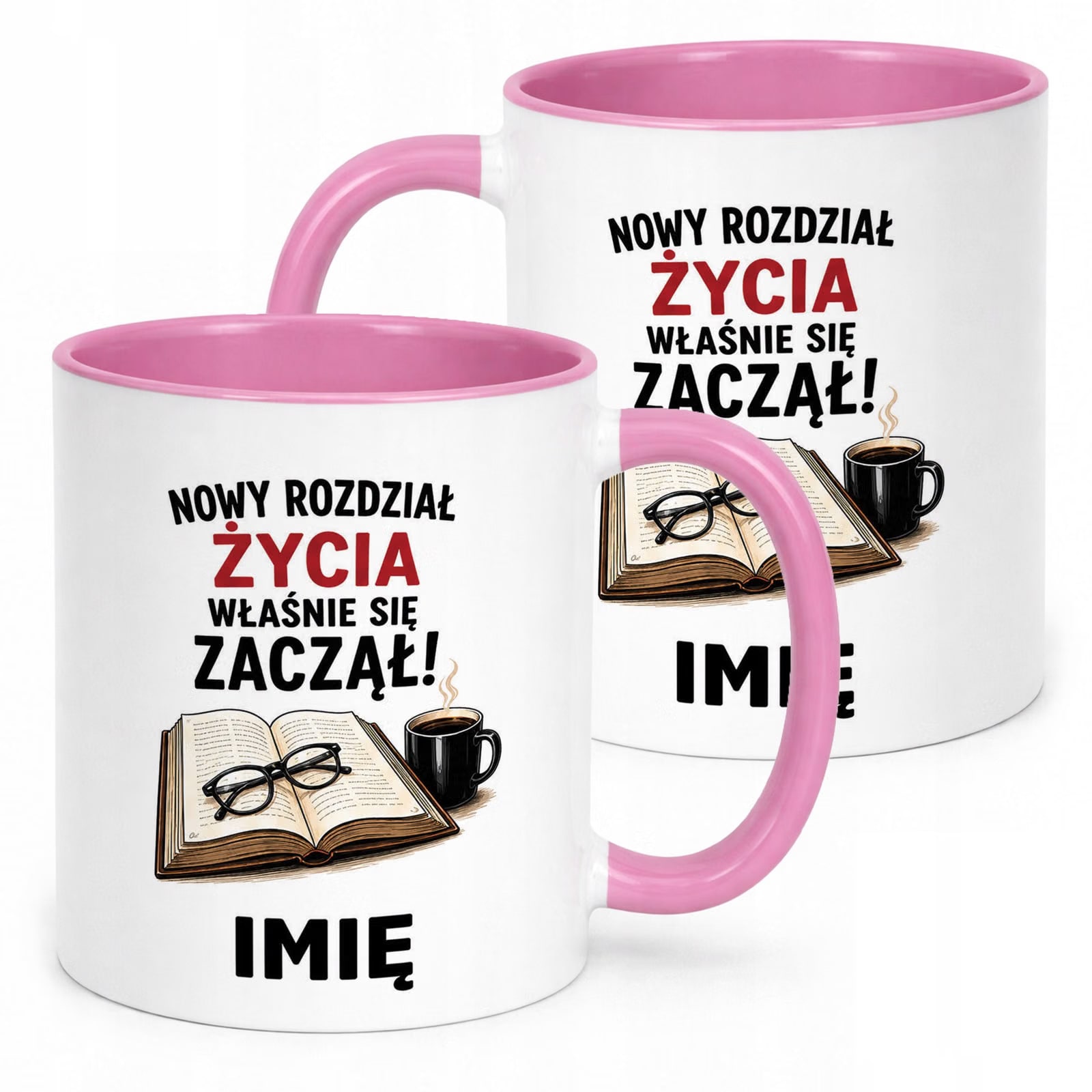Kubek Różowy Personalizowany z Nadrukiem Emerytura Dla Emeryta Prezent