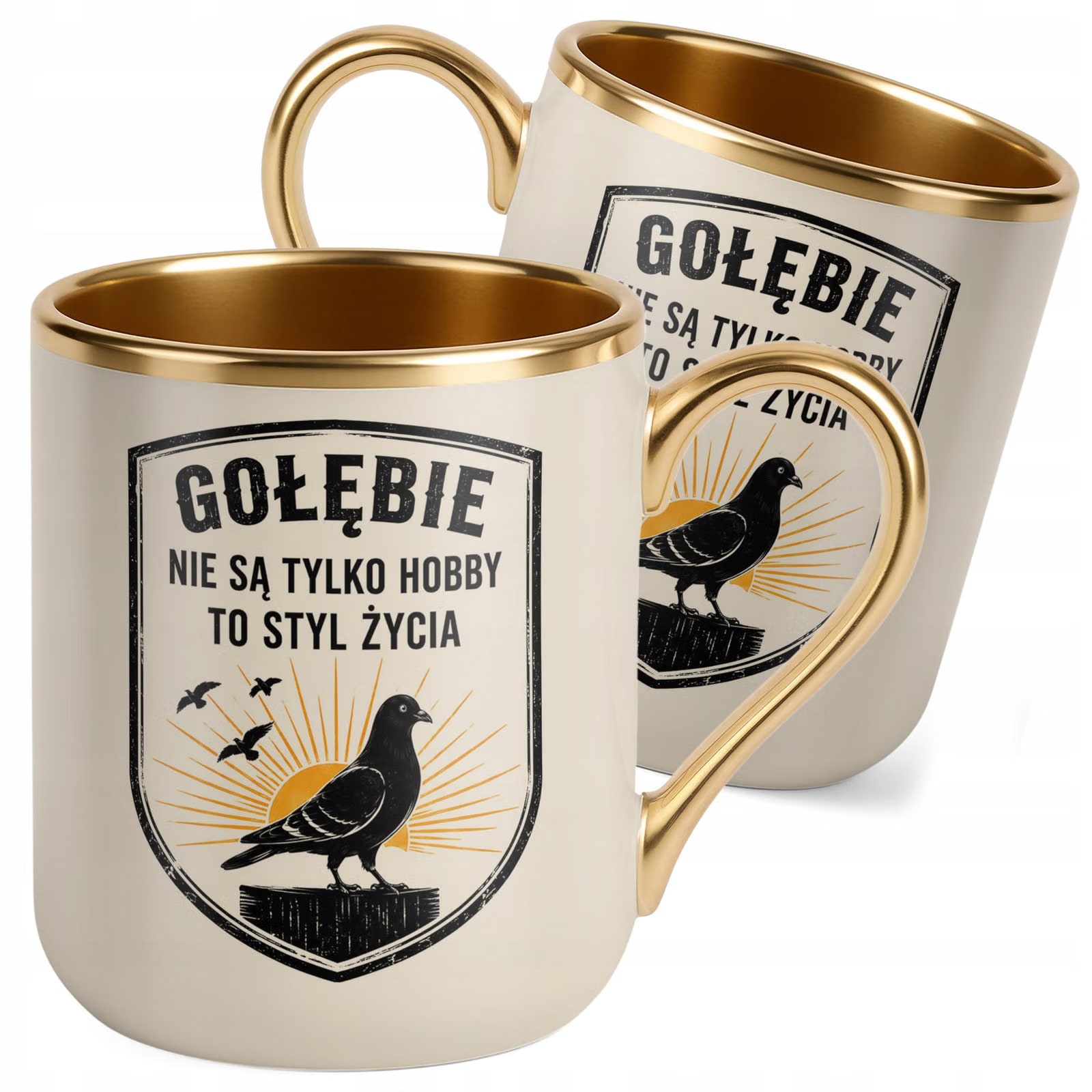 Kubek z nadrukiem Premium Złoty Ecru Dla Gołębiarza Hodowcy Gołębi Prezent