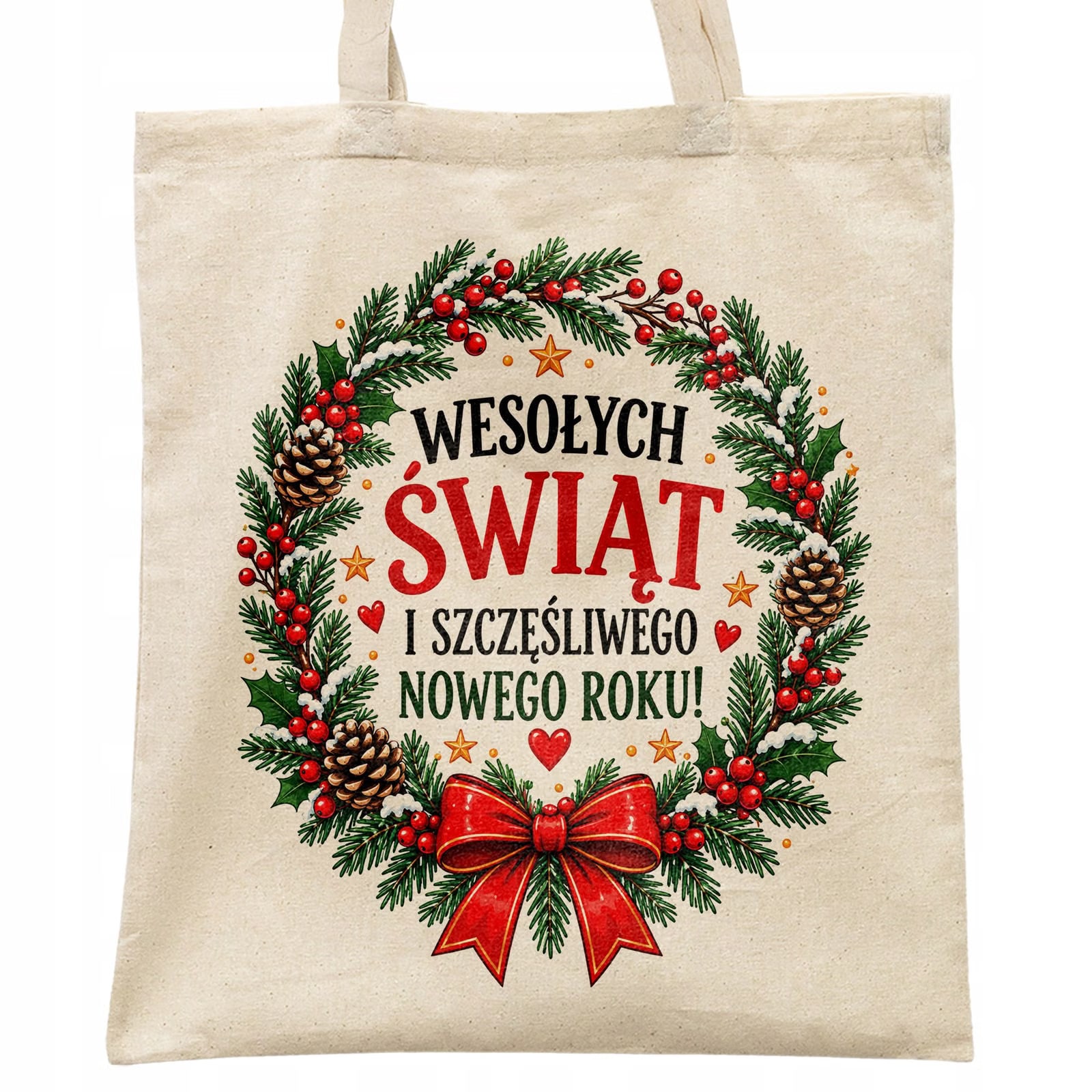 Torba shopper bawełniana święta boże narodzenie z nadrukiem prezent