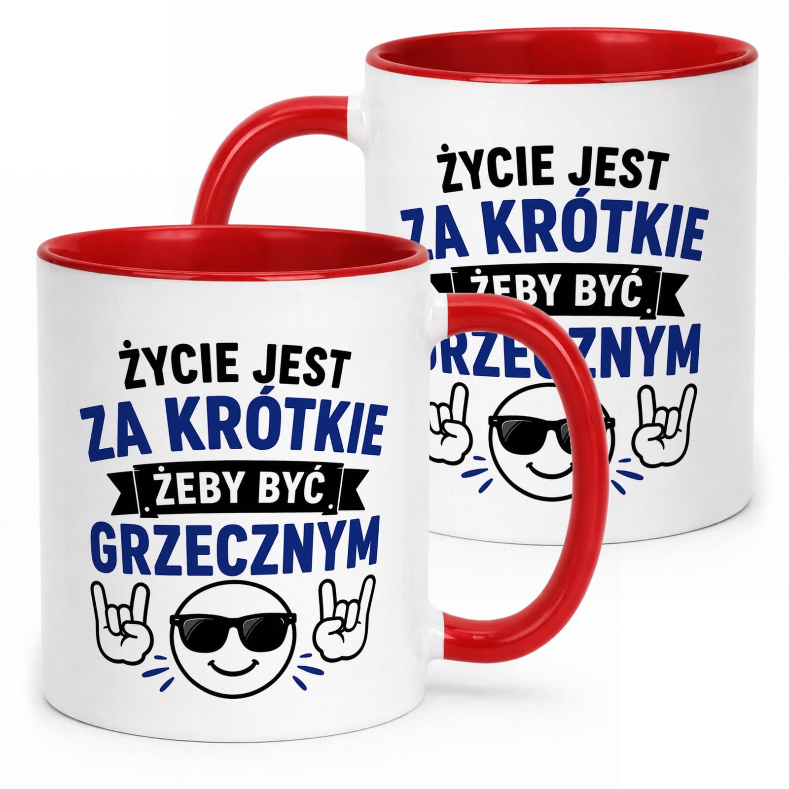 Czerwony Kubek z nadrukiem Dzień Chłopaka Mężczyzny Upominek Prezent