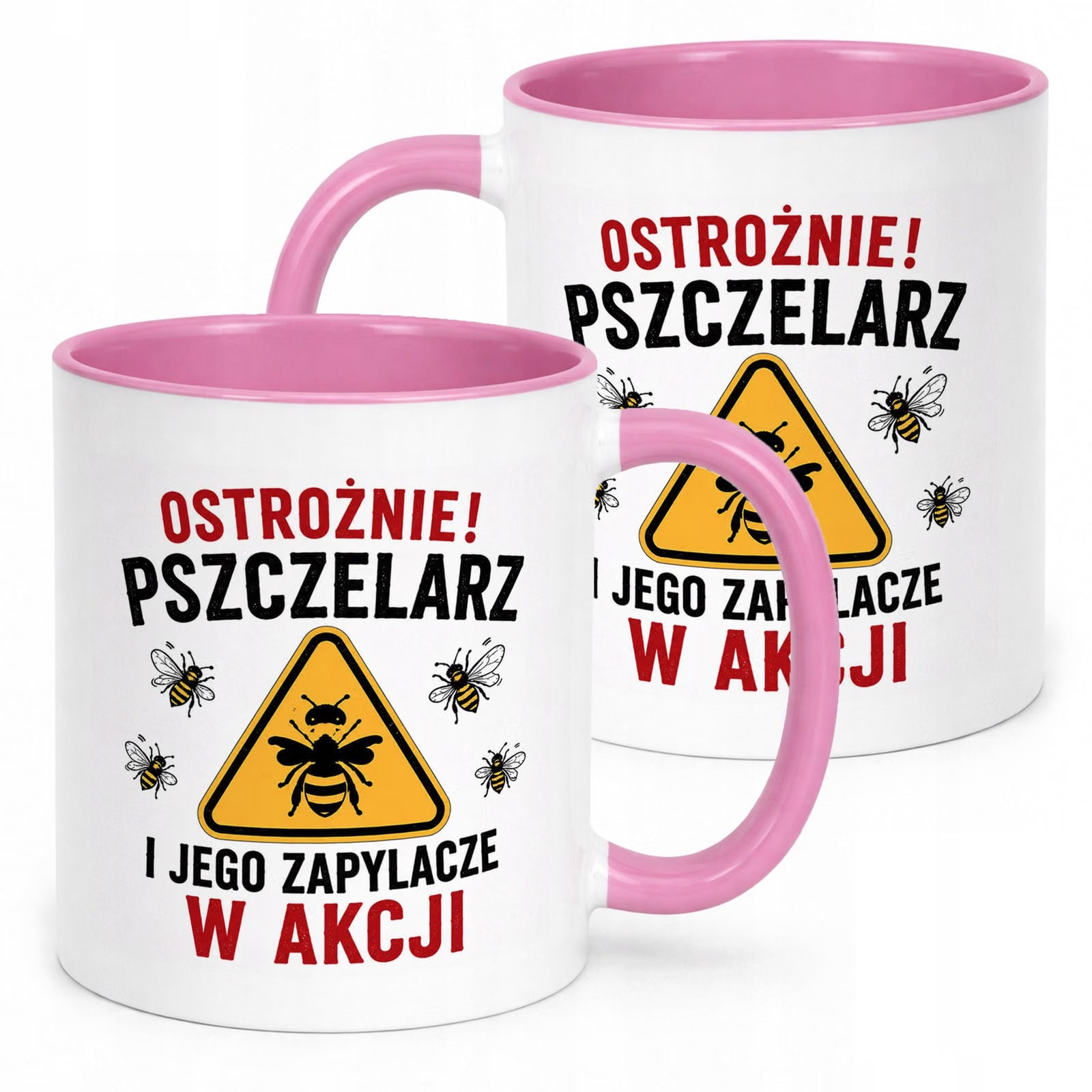 Różowy Kubek z nadrukiem Dla Pszczelarza Szef Pasieki Upominek Prezent